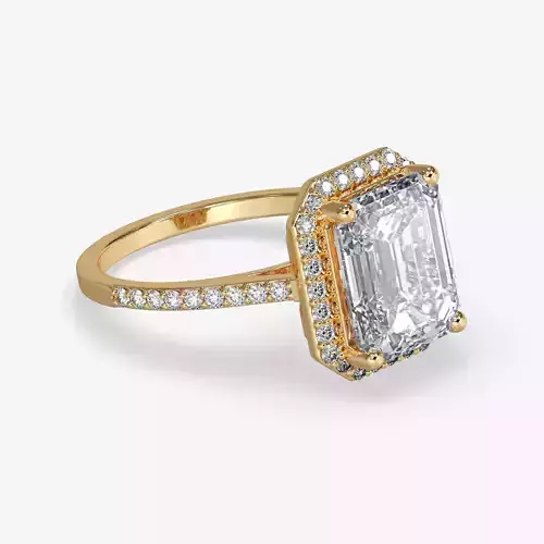 CJ-0135 emerald cut diamond ring gold