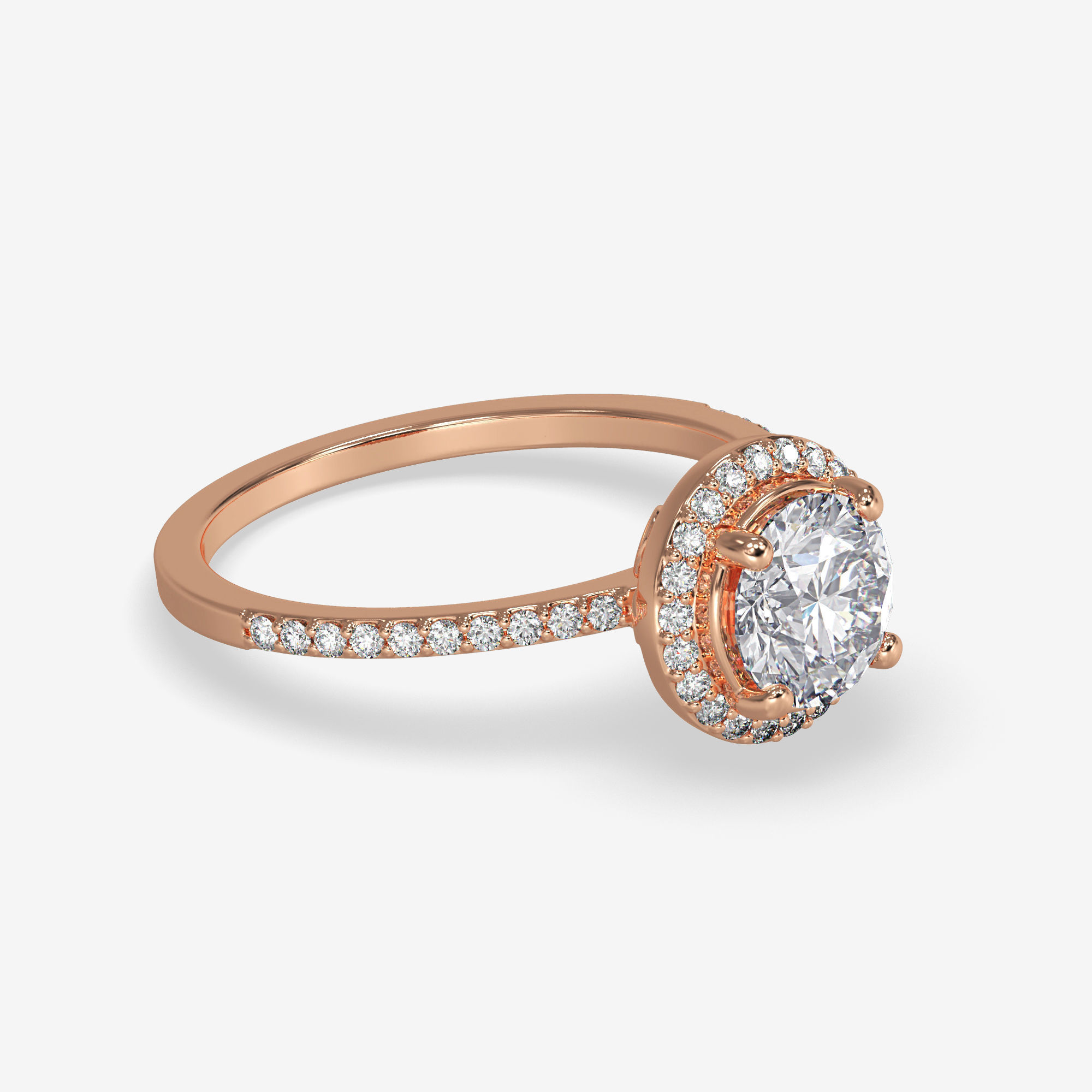 CJ-0134 engagement ring - halo - rose gold-coloured 3D print model_1
