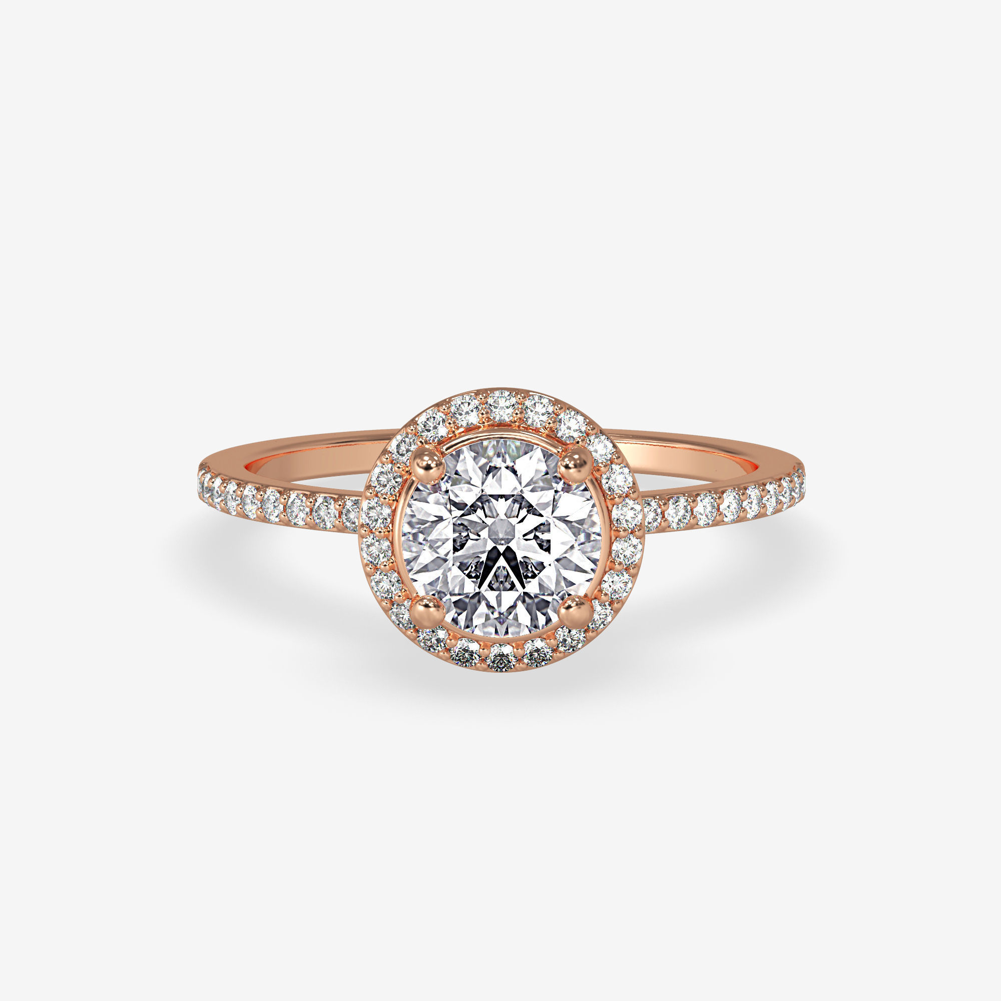 CJ-0134 engagement ring - halo - rose gold-coloured 3D print model_4