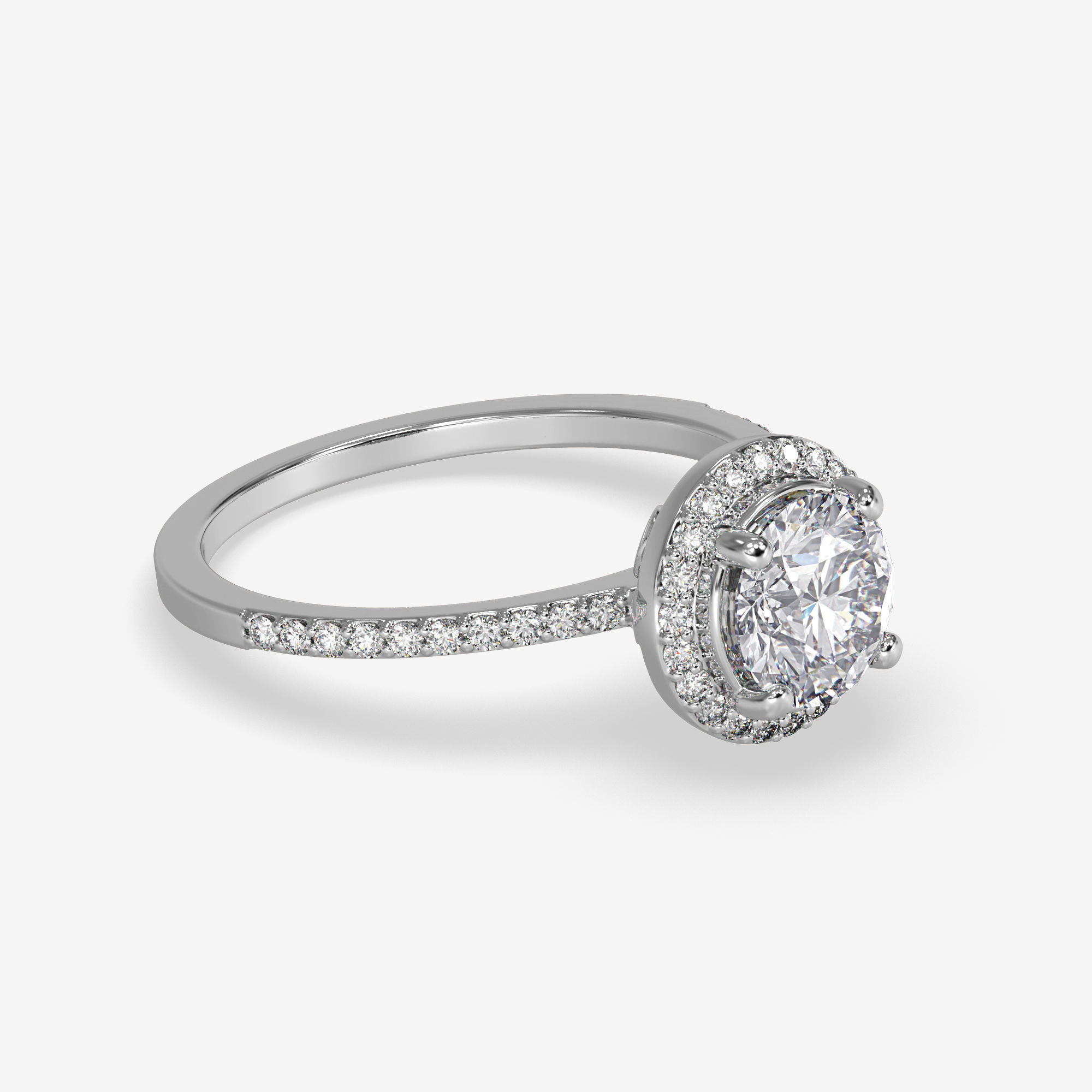 CJ-0134 engagement ring - halo - rose gold-coloured 3D print model_2