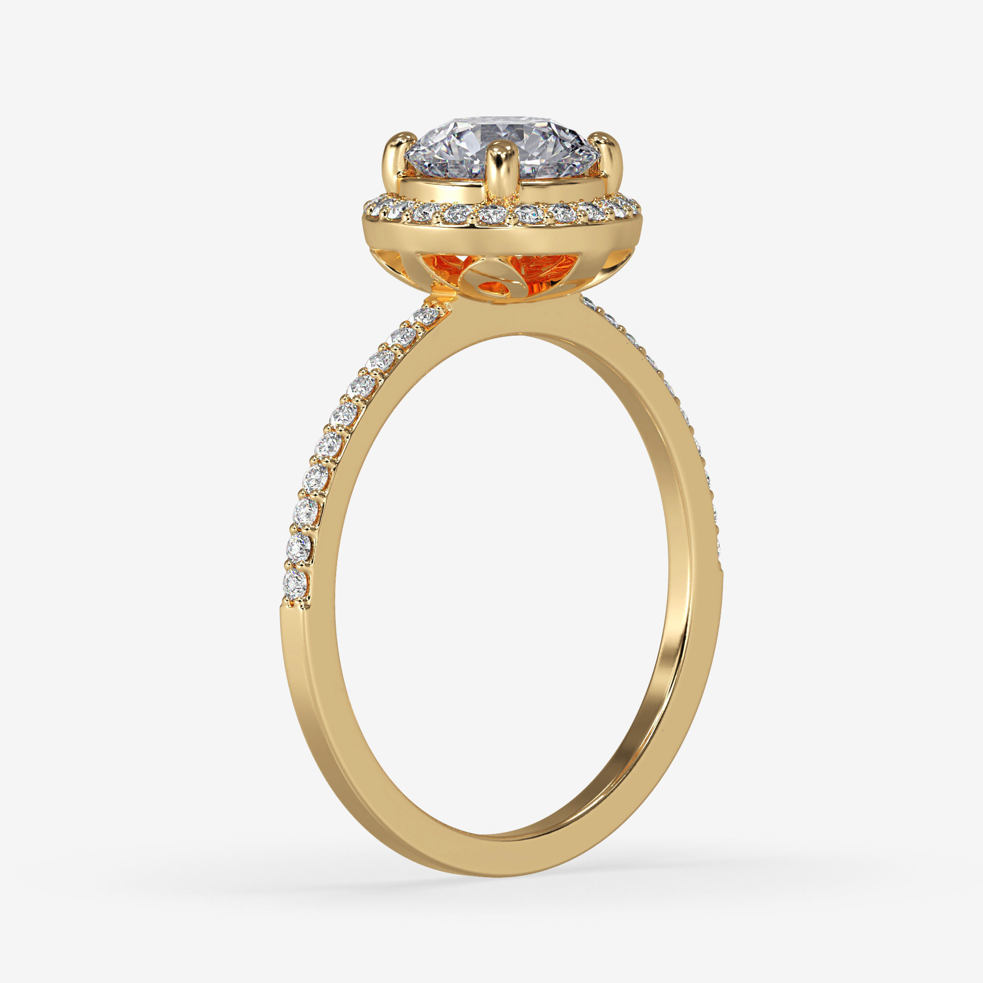 CJ-0134 engagement ring - halo - rose gold-coloured 3D print model_12