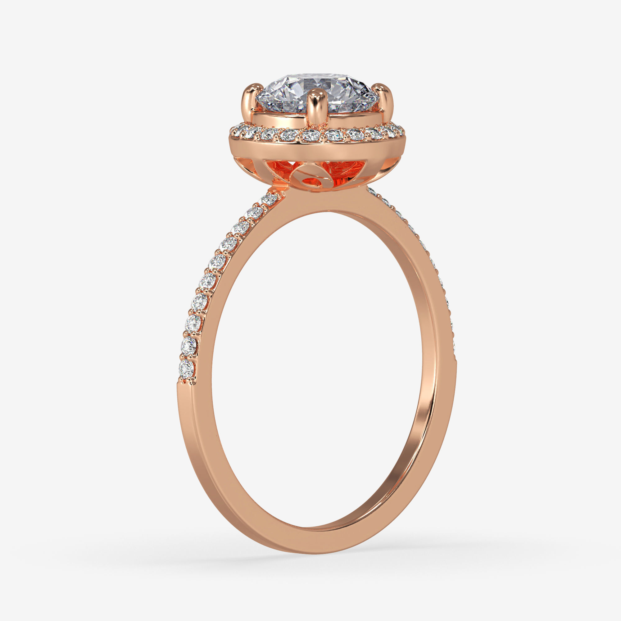 CJ-0134 engagement ring - halo - rose gold-coloured 3D print model_6