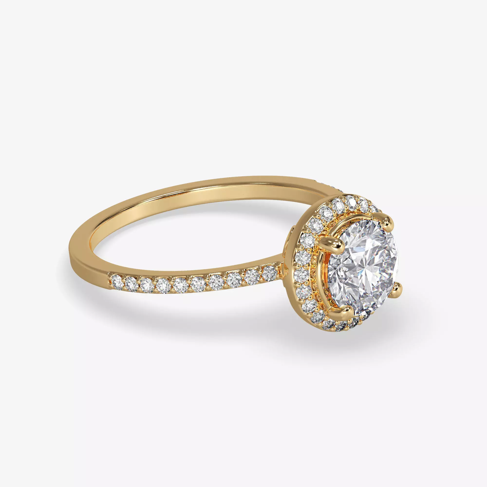 CJ-0134 engagement ring - halo - rose gold-coloured 3D print model_0