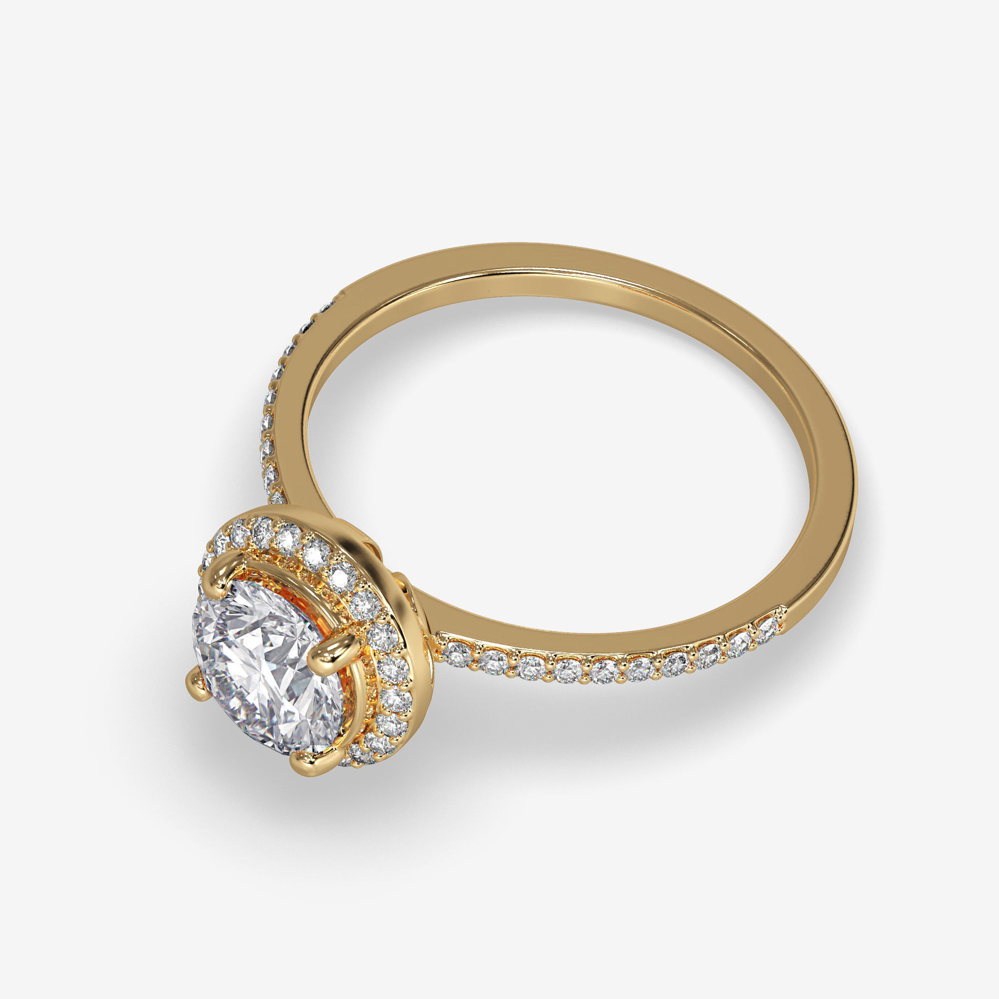 CJ-0134 engagement ring - halo - rose gold-coloured 3D print model_11
