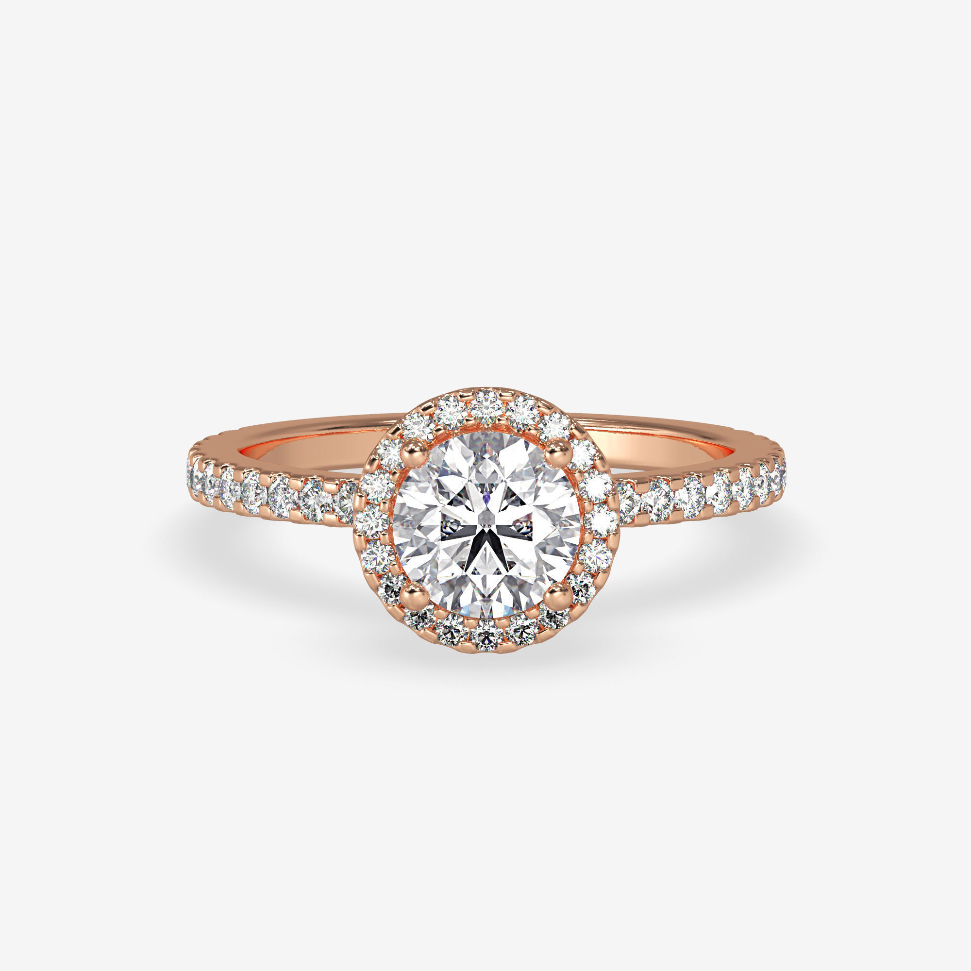 CJ-0131 engagement ring - halo ring - rose gold-coloured 3D print model_4