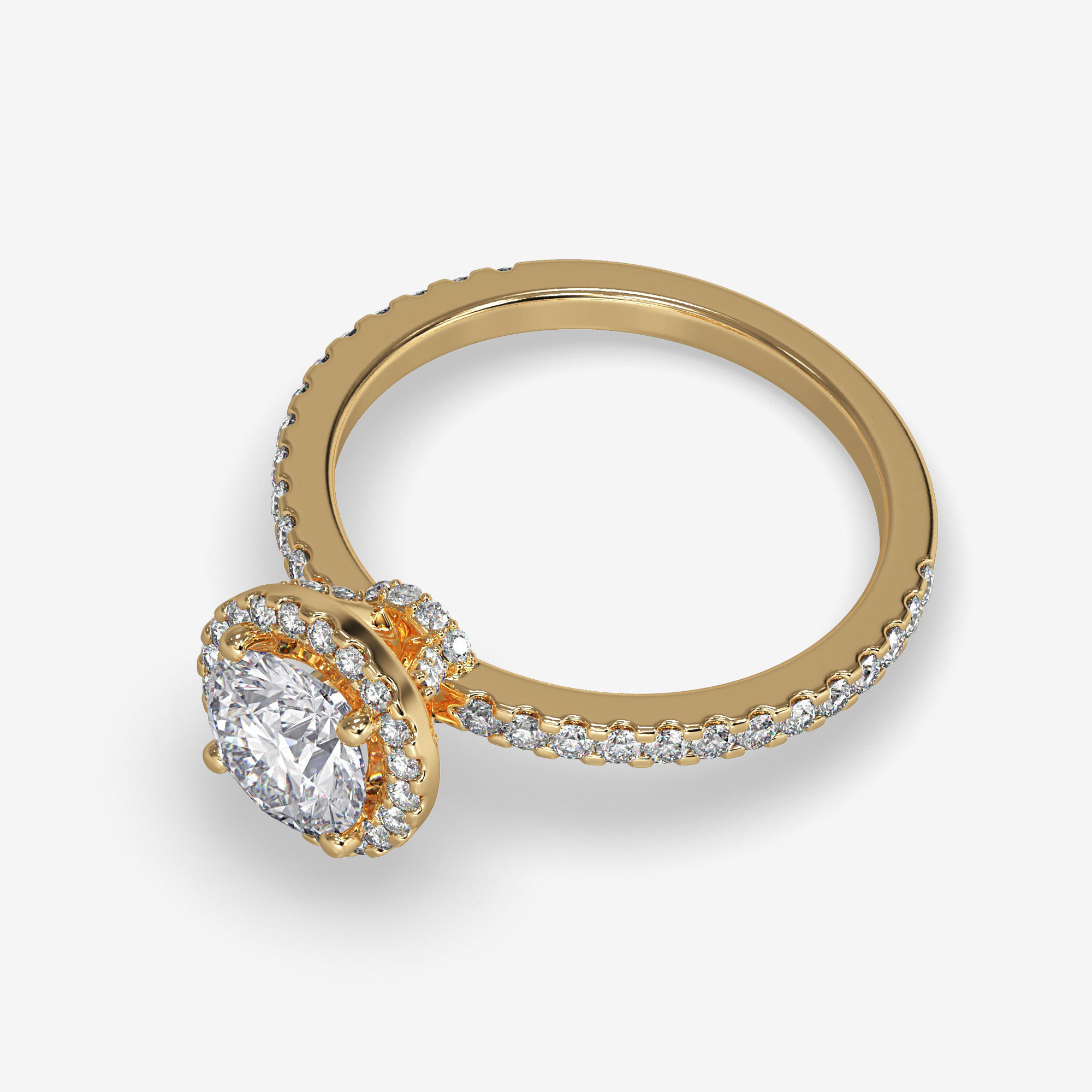 CJ-0131 engagement ring - halo ring - rose gold-coloured 3D print model_11
