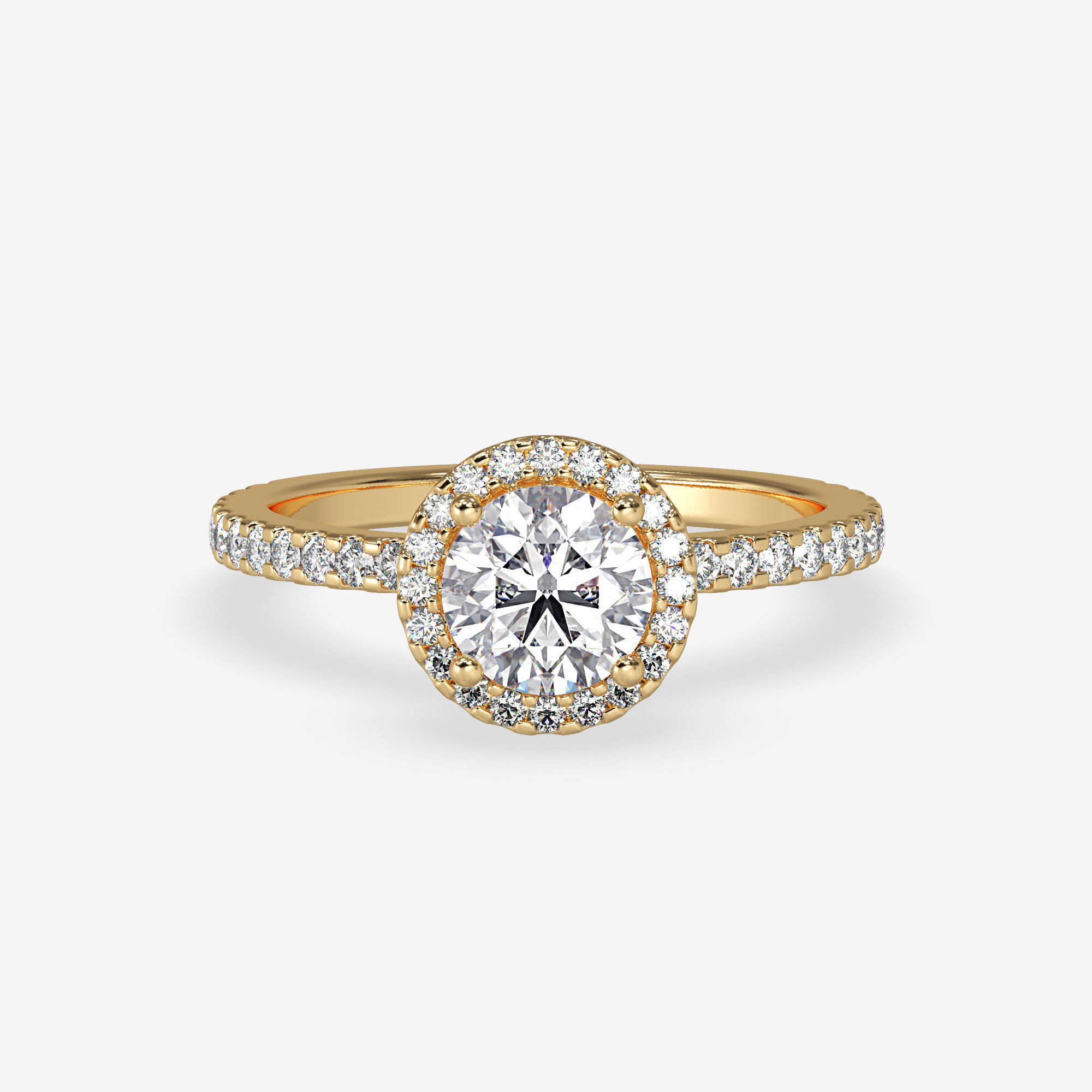CJ-0131 engagement ring - halo ring - rose gold-coloured 3D print model_10