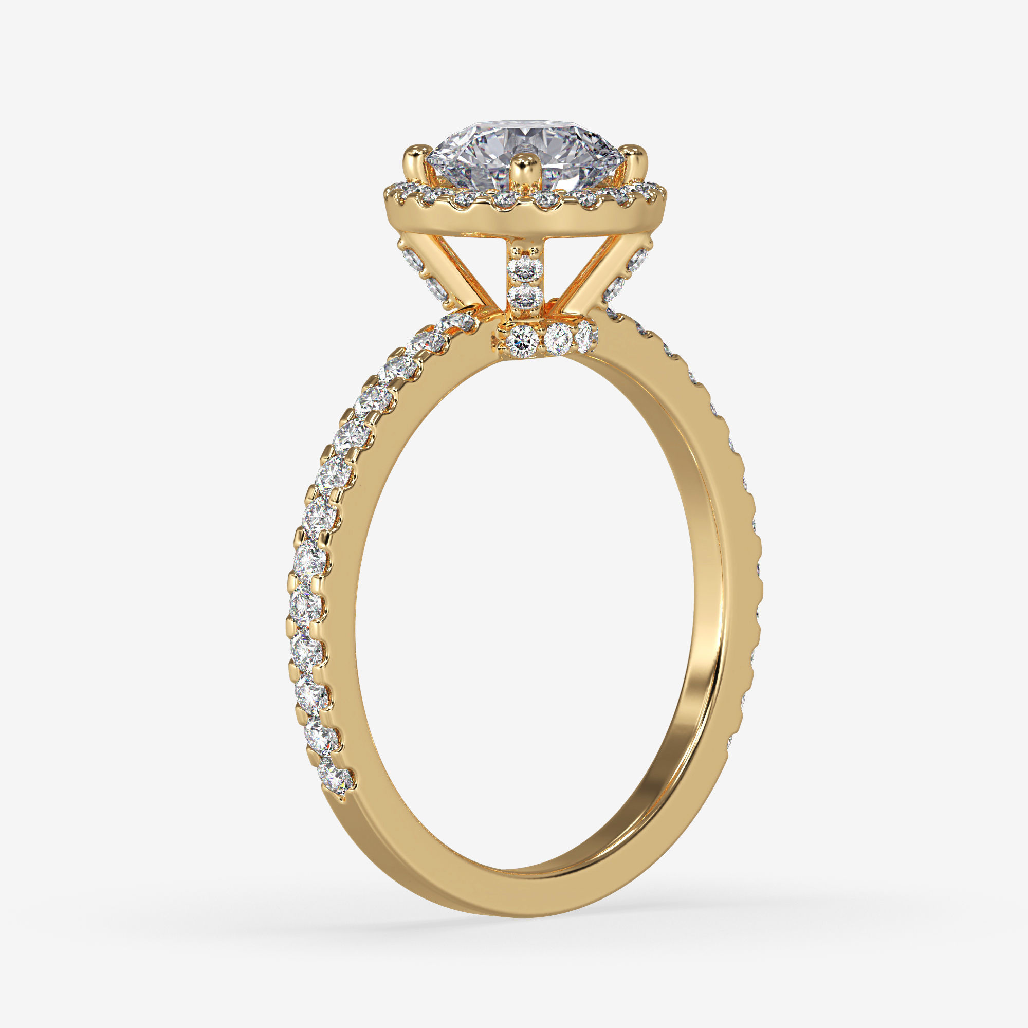 CJ-0131 engagement ring - halo ring - rose gold-coloured 3D print model_12