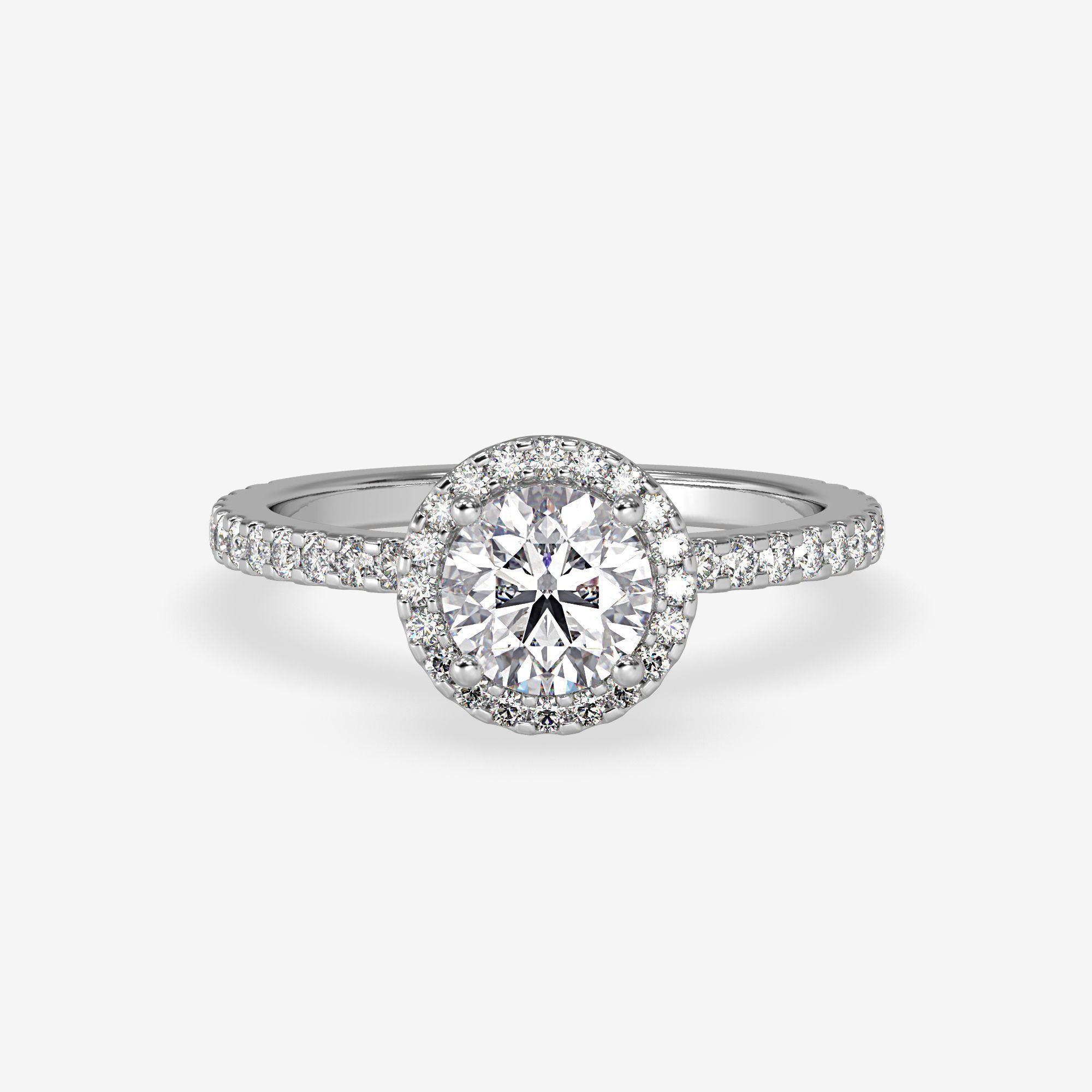 CJ-0131 engagement ring - halo ring - rose gold-coloured 3D print model_7