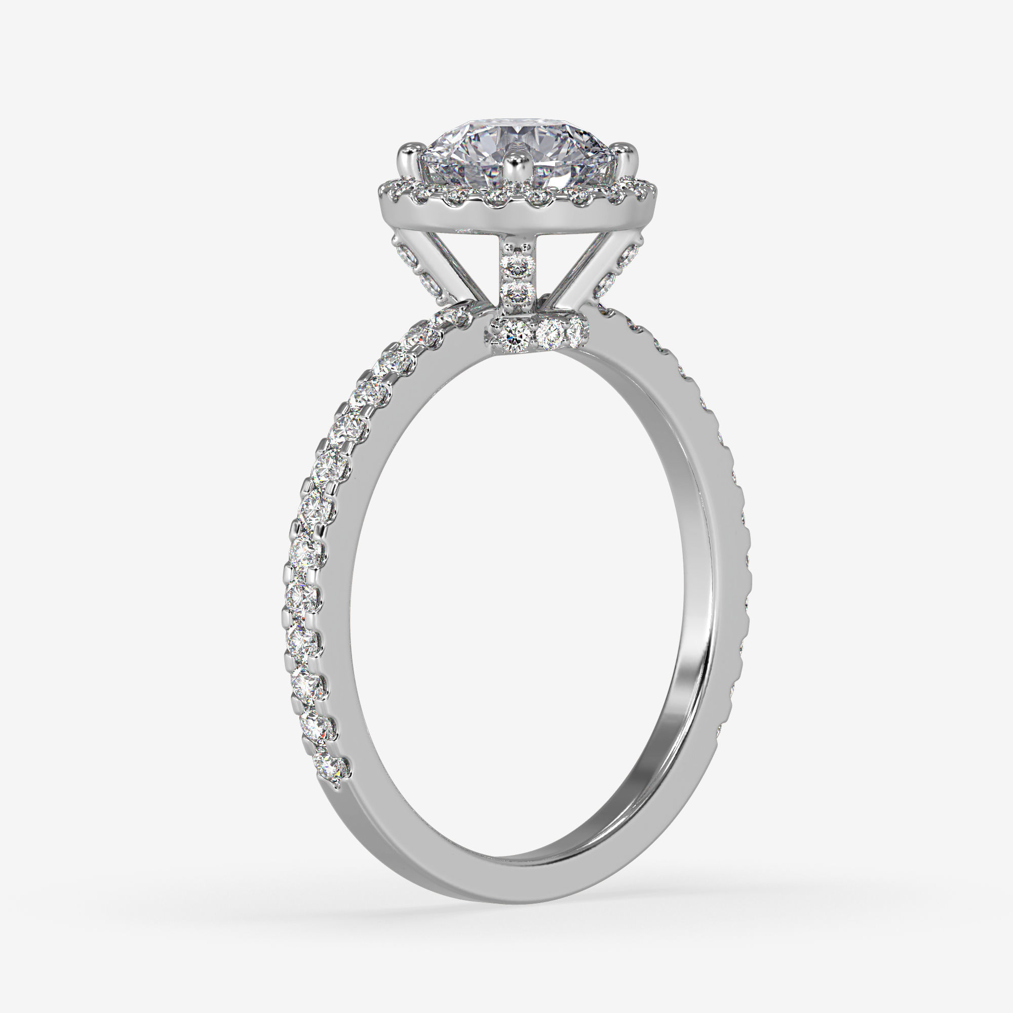 CJ-0131 engagement ring - halo ring - rose gold-coloured 3D print model_9