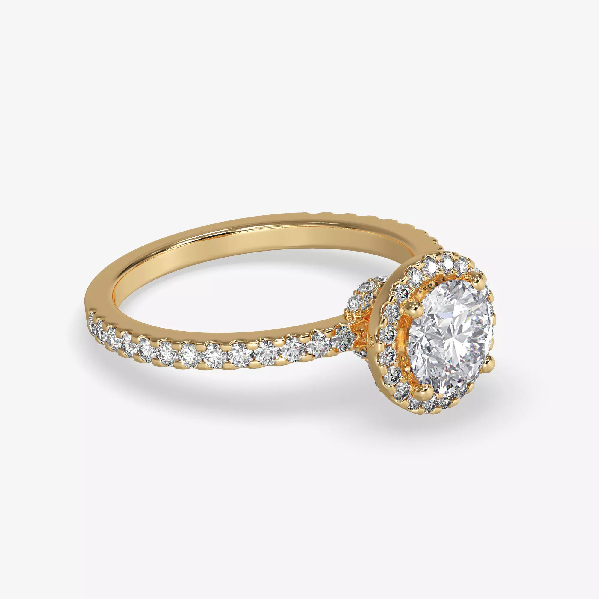 CJ-0131 engagement ring - halo ring - rose gold-coloured 3D print model_0
