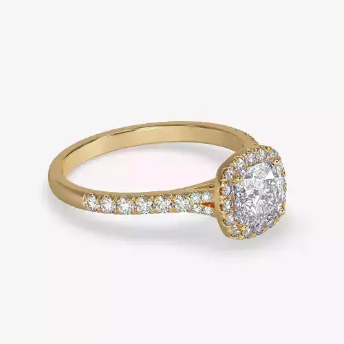 CJ-0129 halo diamond engagement ring gold