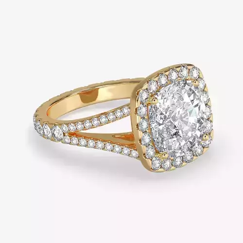 CJ-0128 cushion halo engagement ring