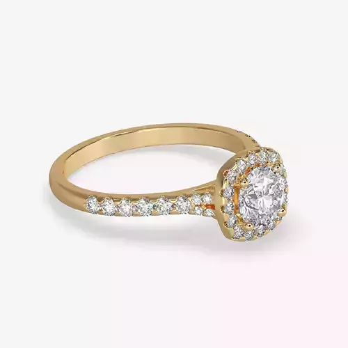 CJ-0127 halo ring - engagement ring - rose gold-coloured