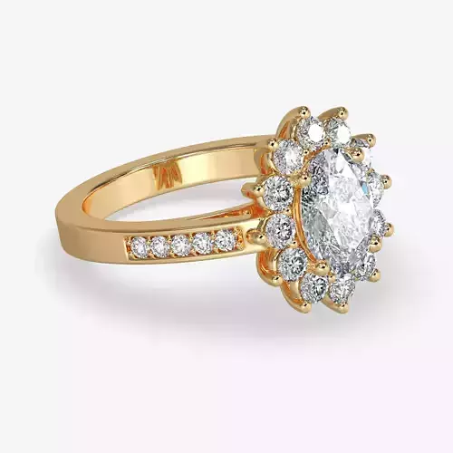 CJ-0126 gold ring with oval cut diamond in center 3D print model
