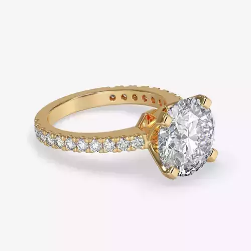 CJ-0117 diamond engagement ring gold 3D print model