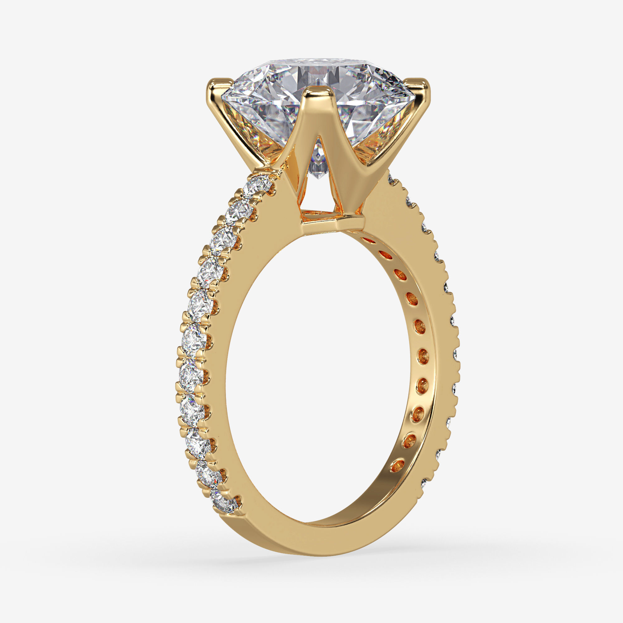 CJ-0117 diamond engagement ring gold 3D print model_12