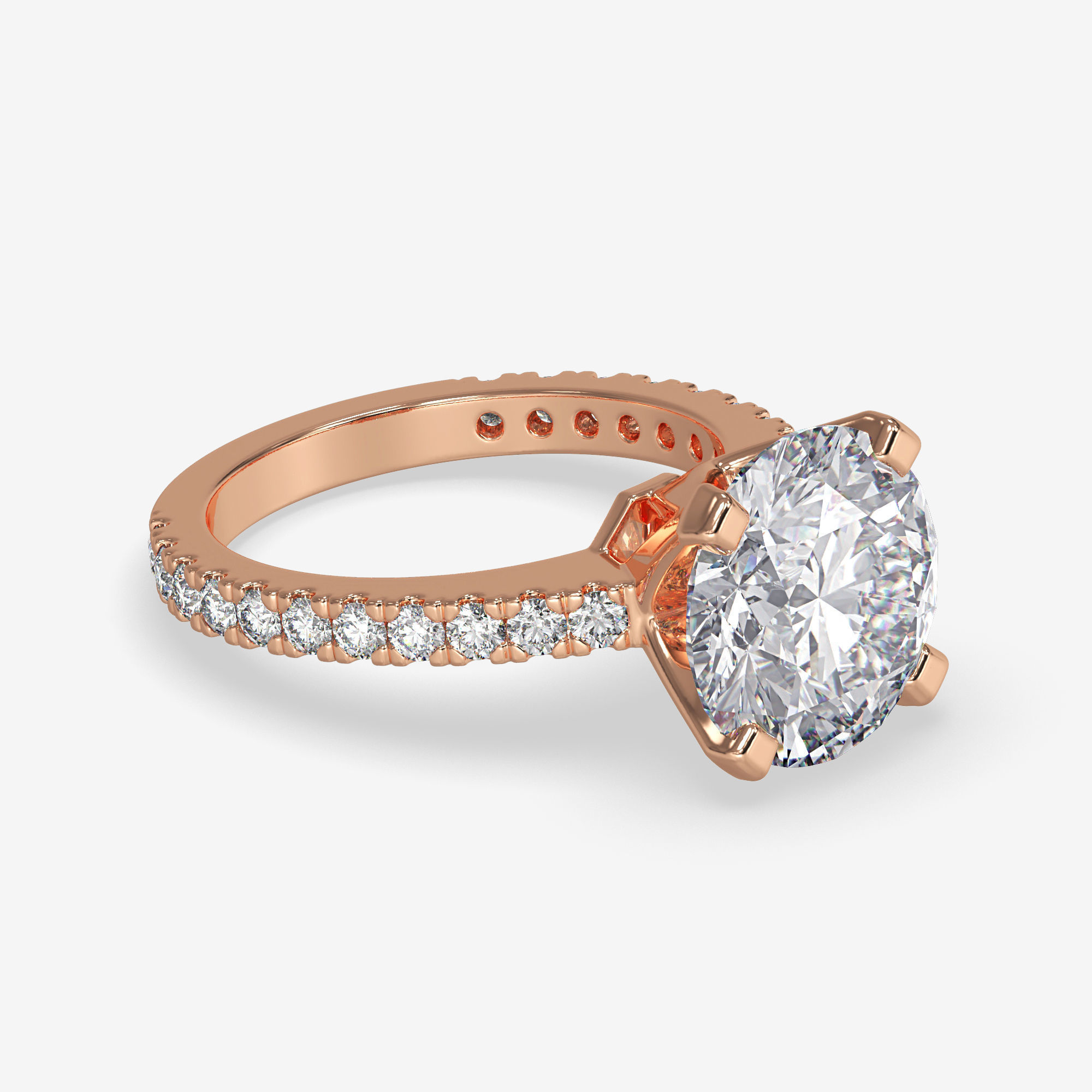 CJ-0117 diamond engagement ring gold 3D print model_1