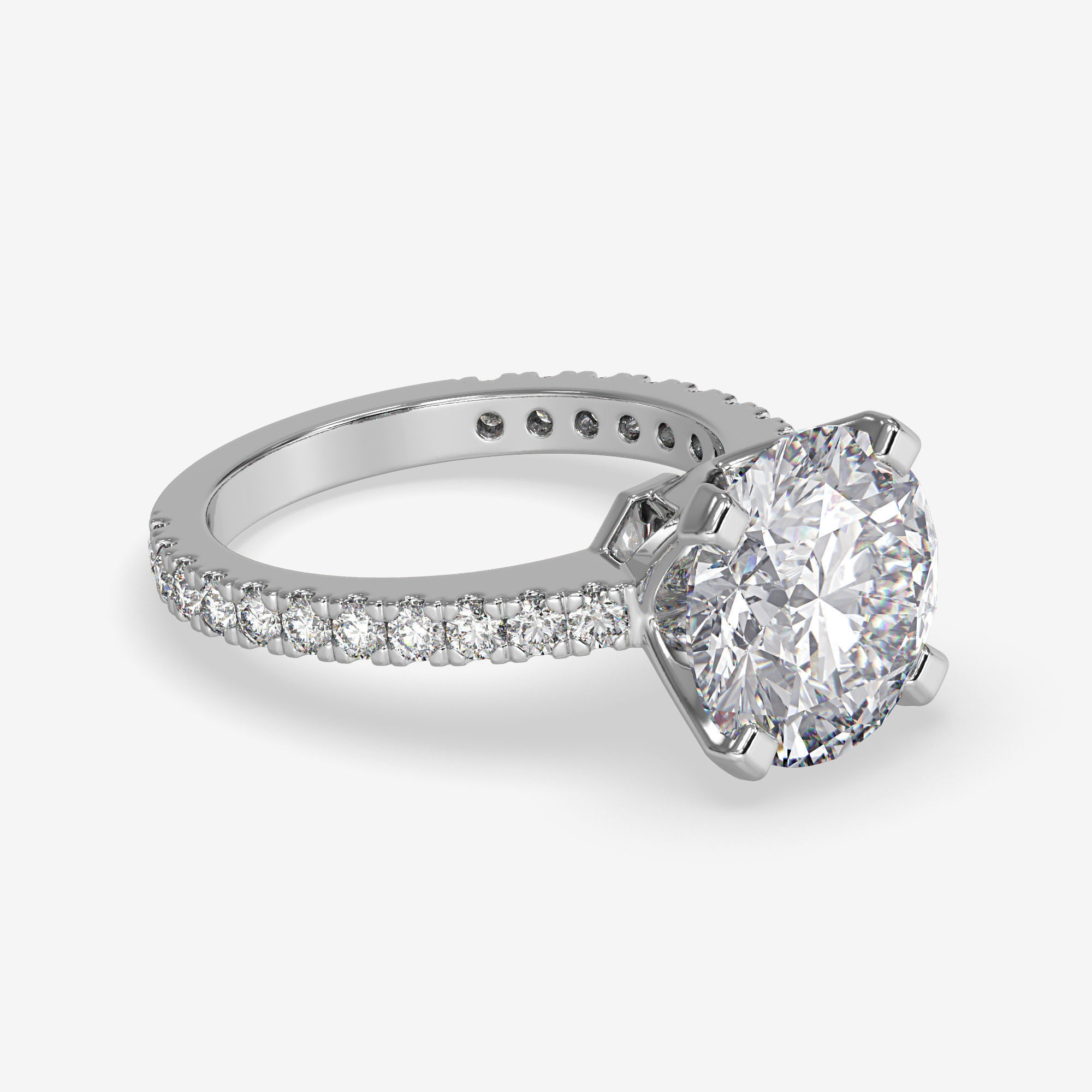 CJ-0117 diamond engagement ring gold 3D print model_2