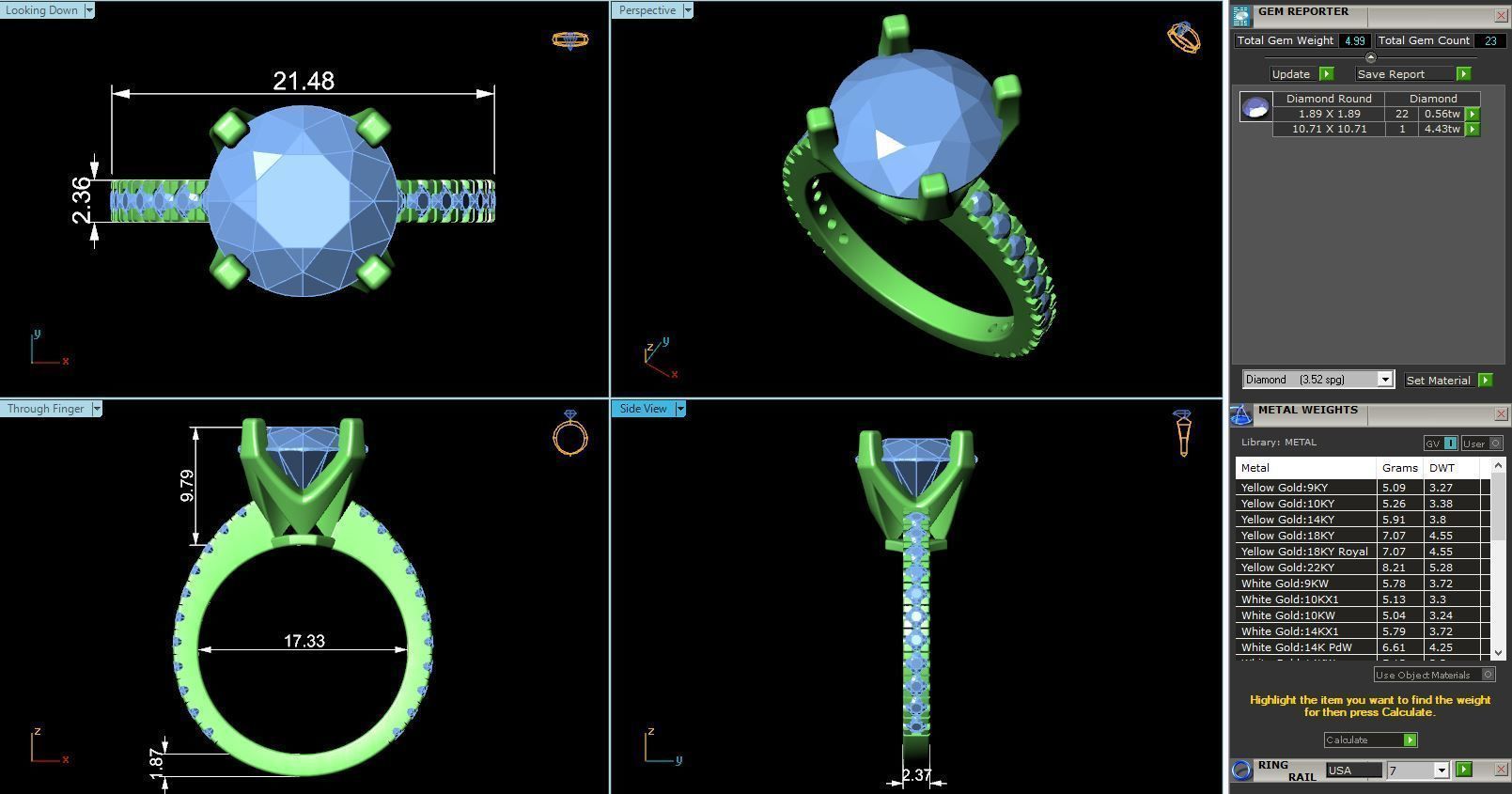 CJ-0117 diamond engagement ring gold 3D print model_3