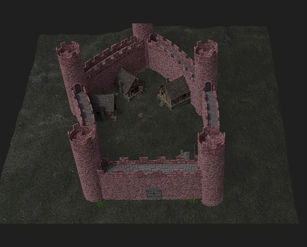 Red Castle  Low-poly 3D model_4