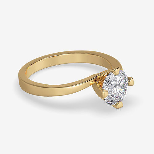 CJ-0112 engagement ring gold 3D print model