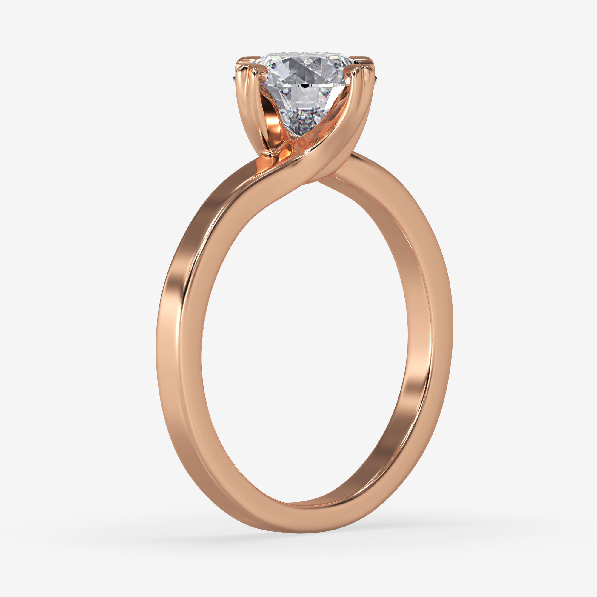 CJ-0109 solitaire diamond engagement ring gold 3D print model_6
