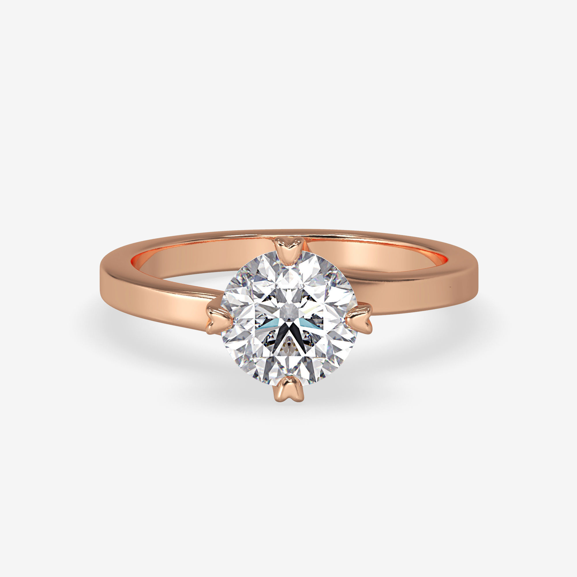 CJ-0109 solitaire diamond engagement ring gold 3D print model_4