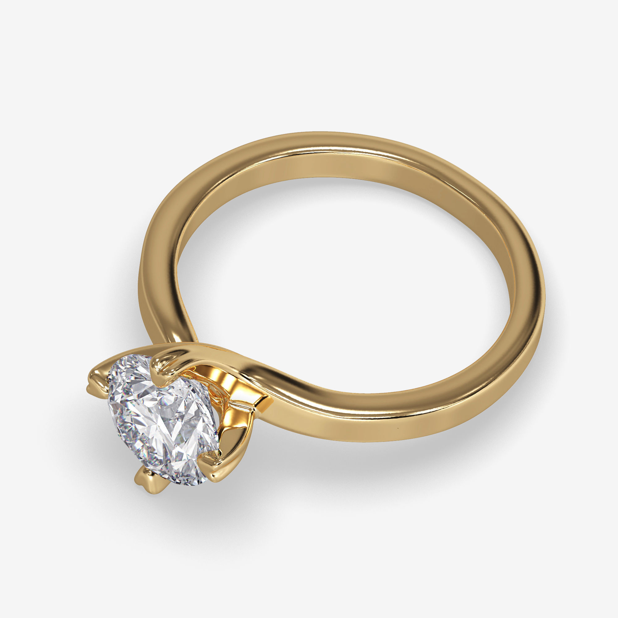 CJ-0109 solitaire diamond engagement ring gold 3D print model_11