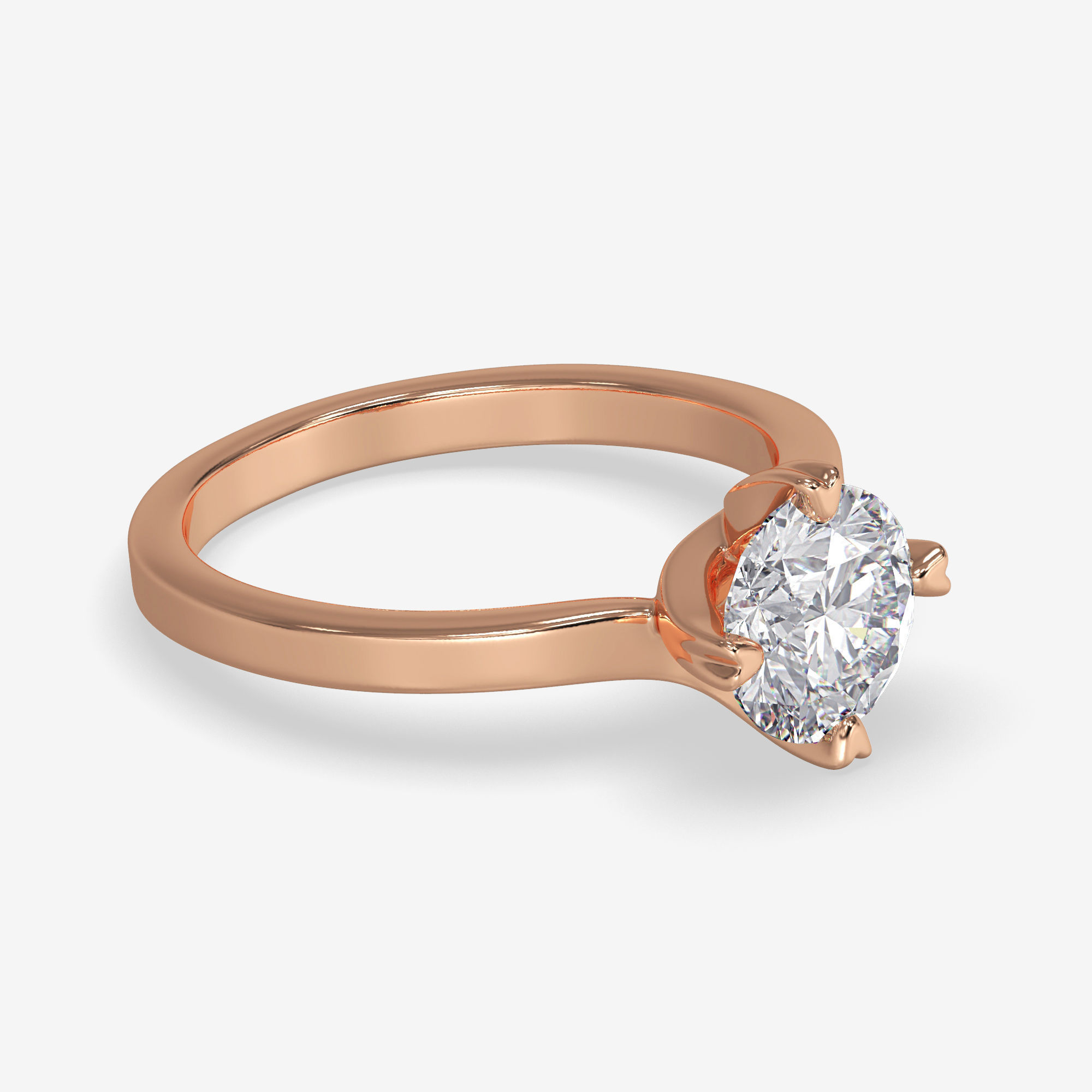 CJ-0109 solitaire diamond engagement ring gold 3D print model_1