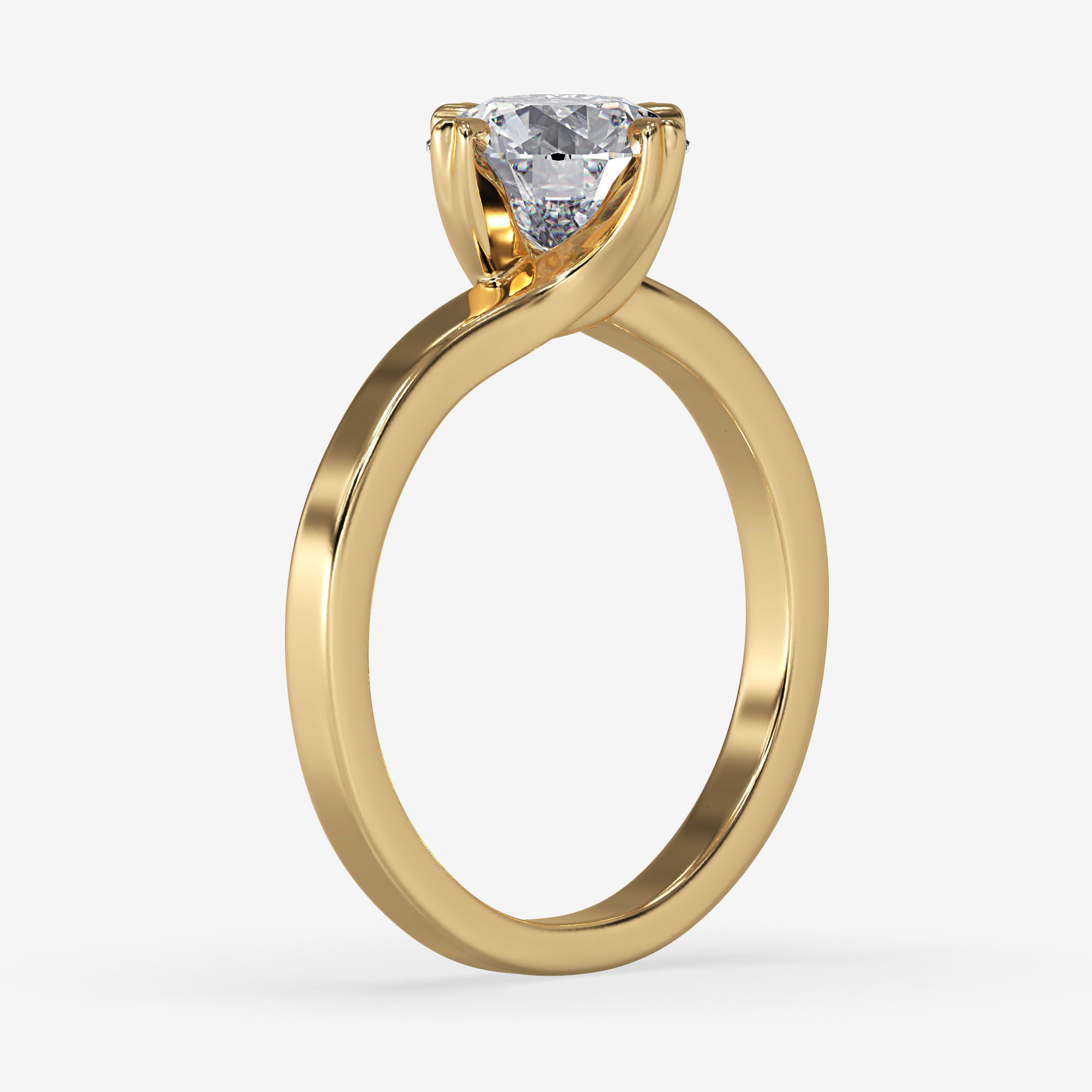 CJ-0109 solitaire diamond engagement ring gold 3D print model_12