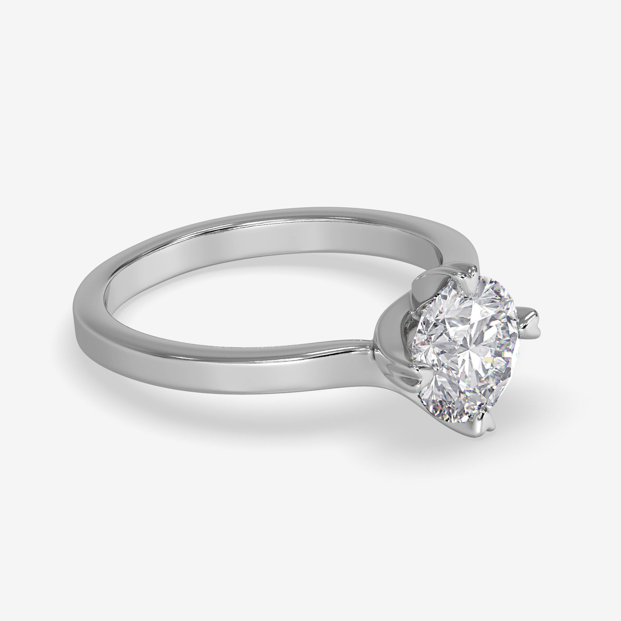 CJ-0109 solitaire diamond engagement ring gold 3D print model_2
