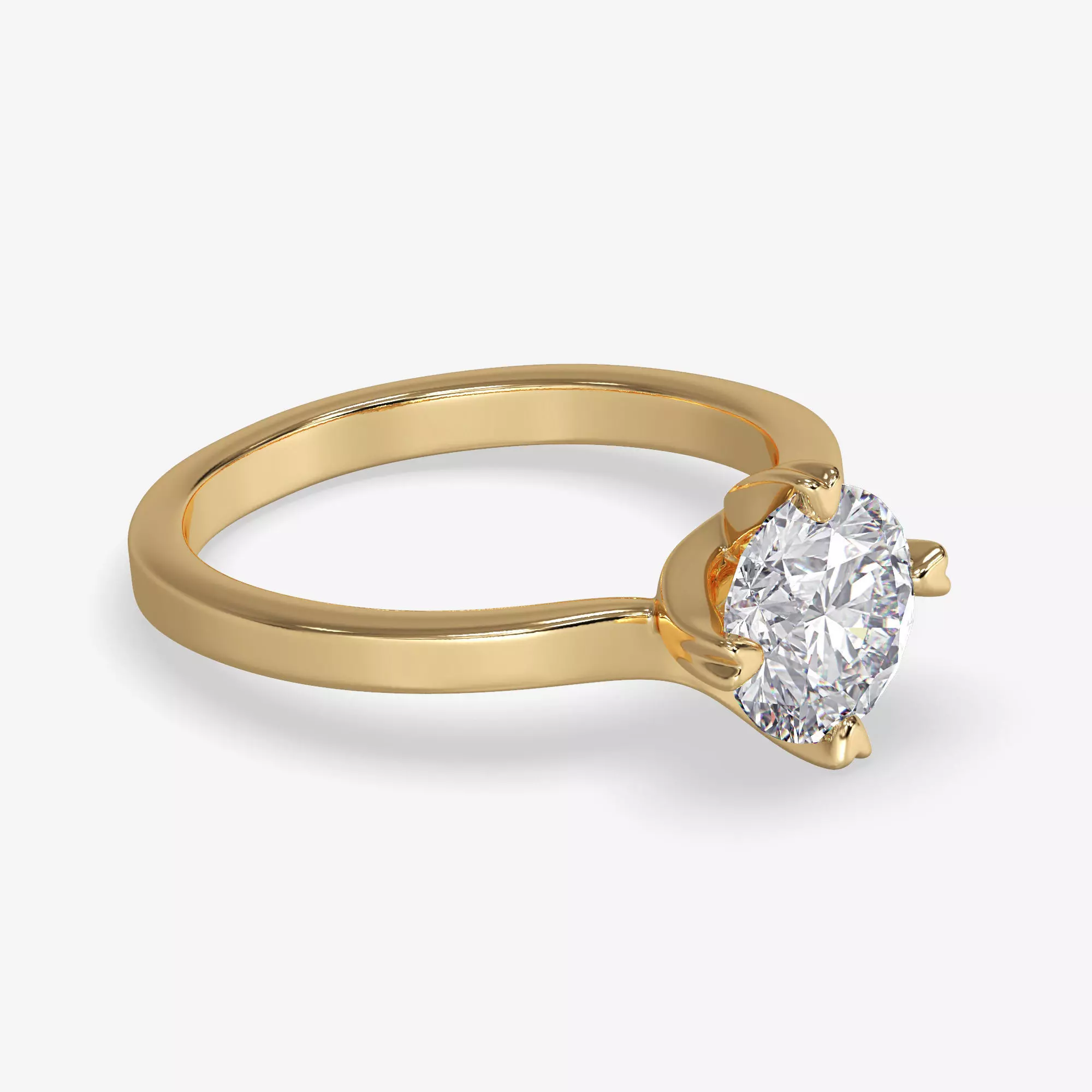 CJ-0109 solitaire diamond engagement ring gold 3D print model_0
