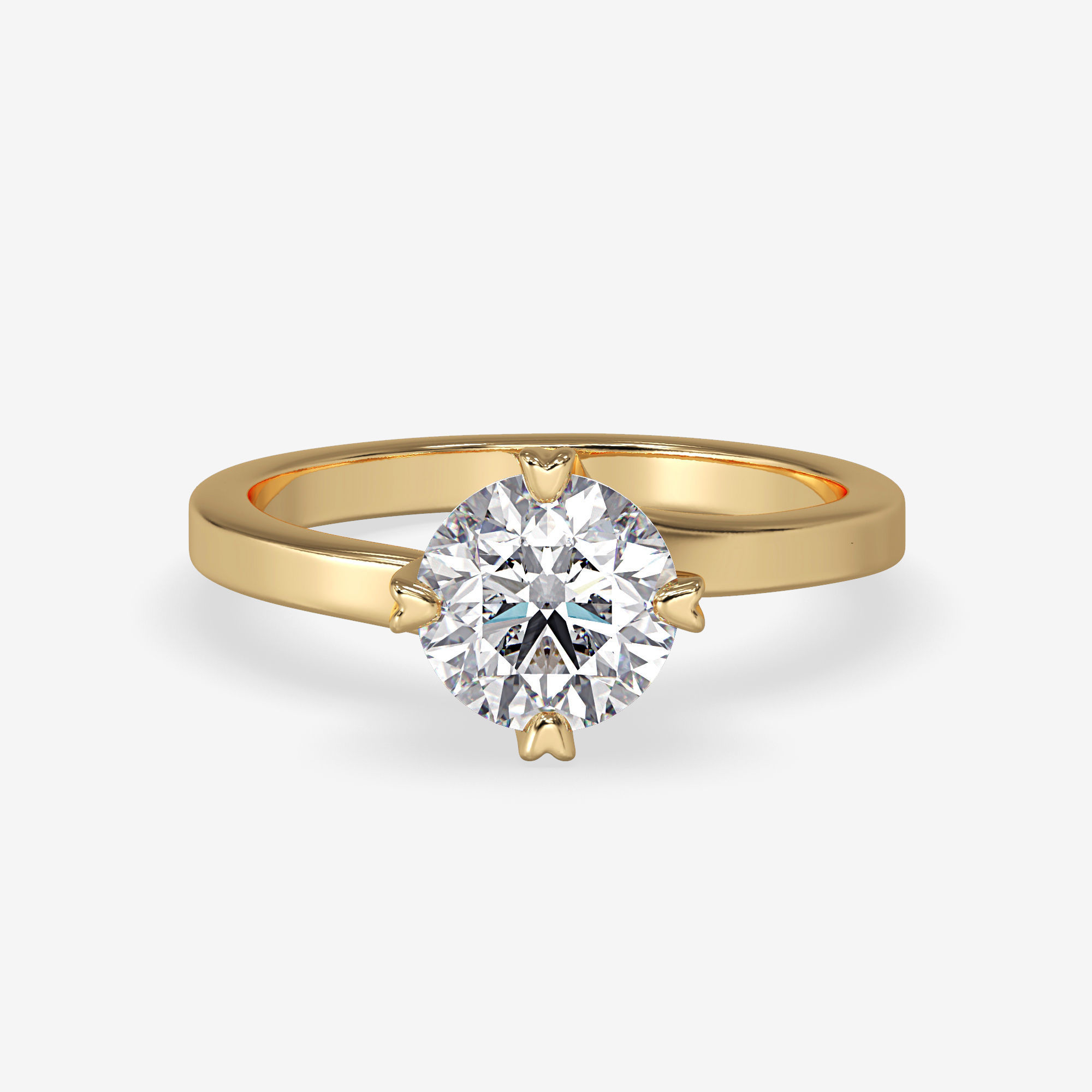 CJ-0109 solitaire diamond engagement ring gold 3D print model_10