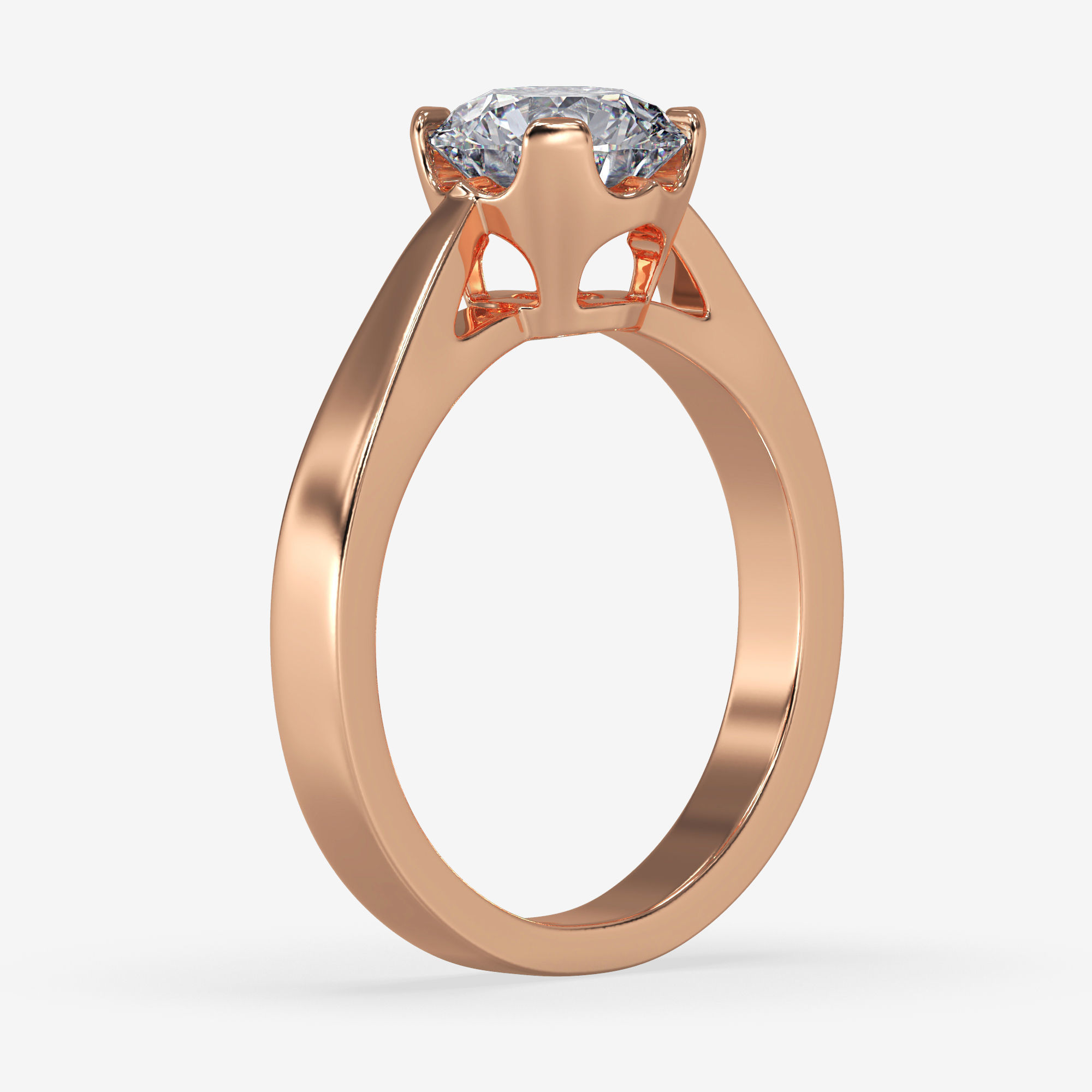 CJ-0106 diamond engagement ring in rose gold 3D print model_6