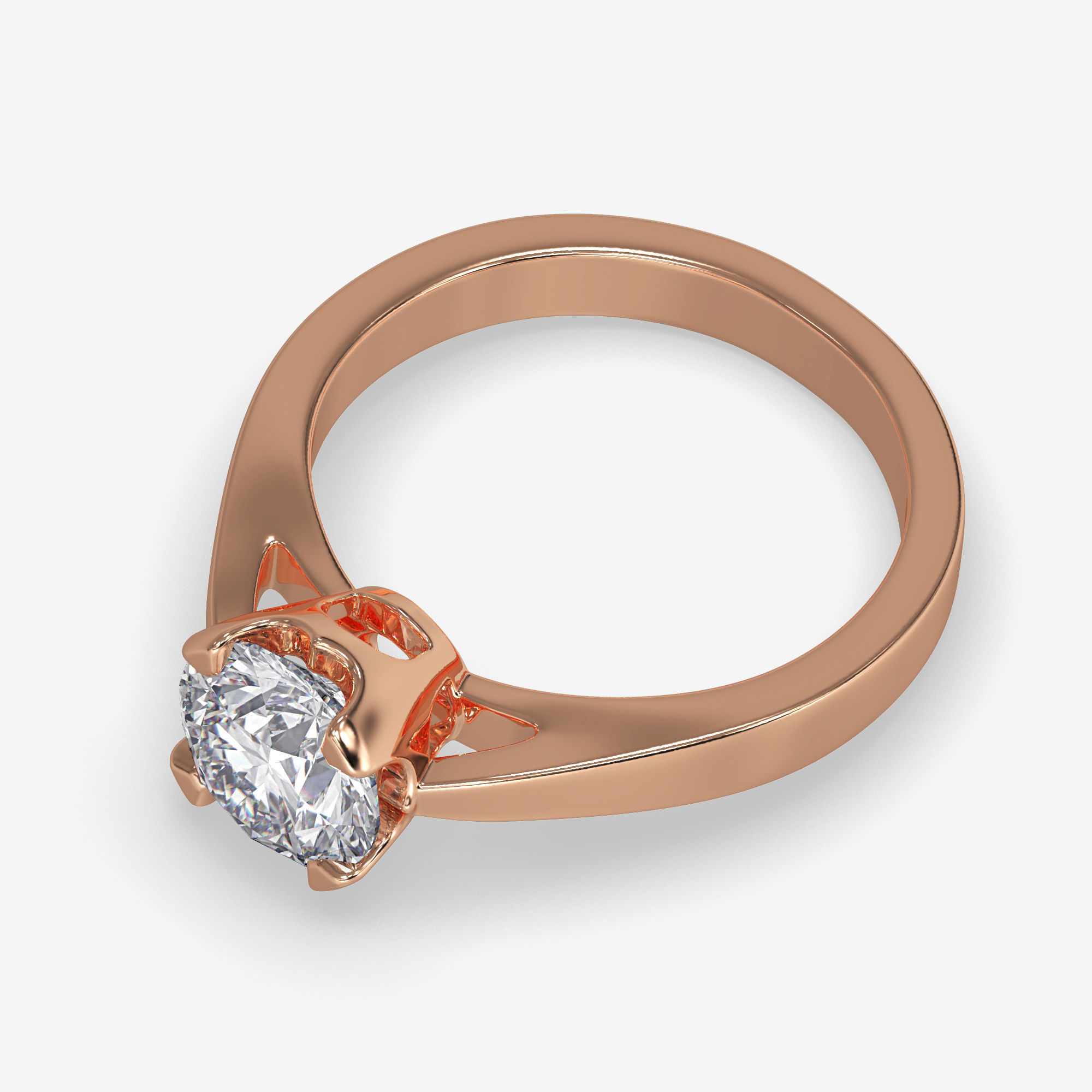 CJ-0106 diamond engagement ring in rose gold 3D print model_5