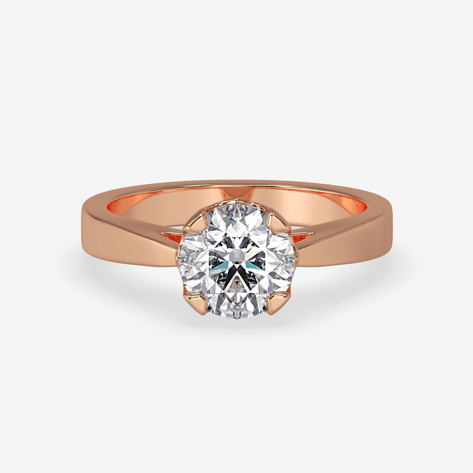 CJ-0106 diamond engagement ring in rose gold 3D print model_4