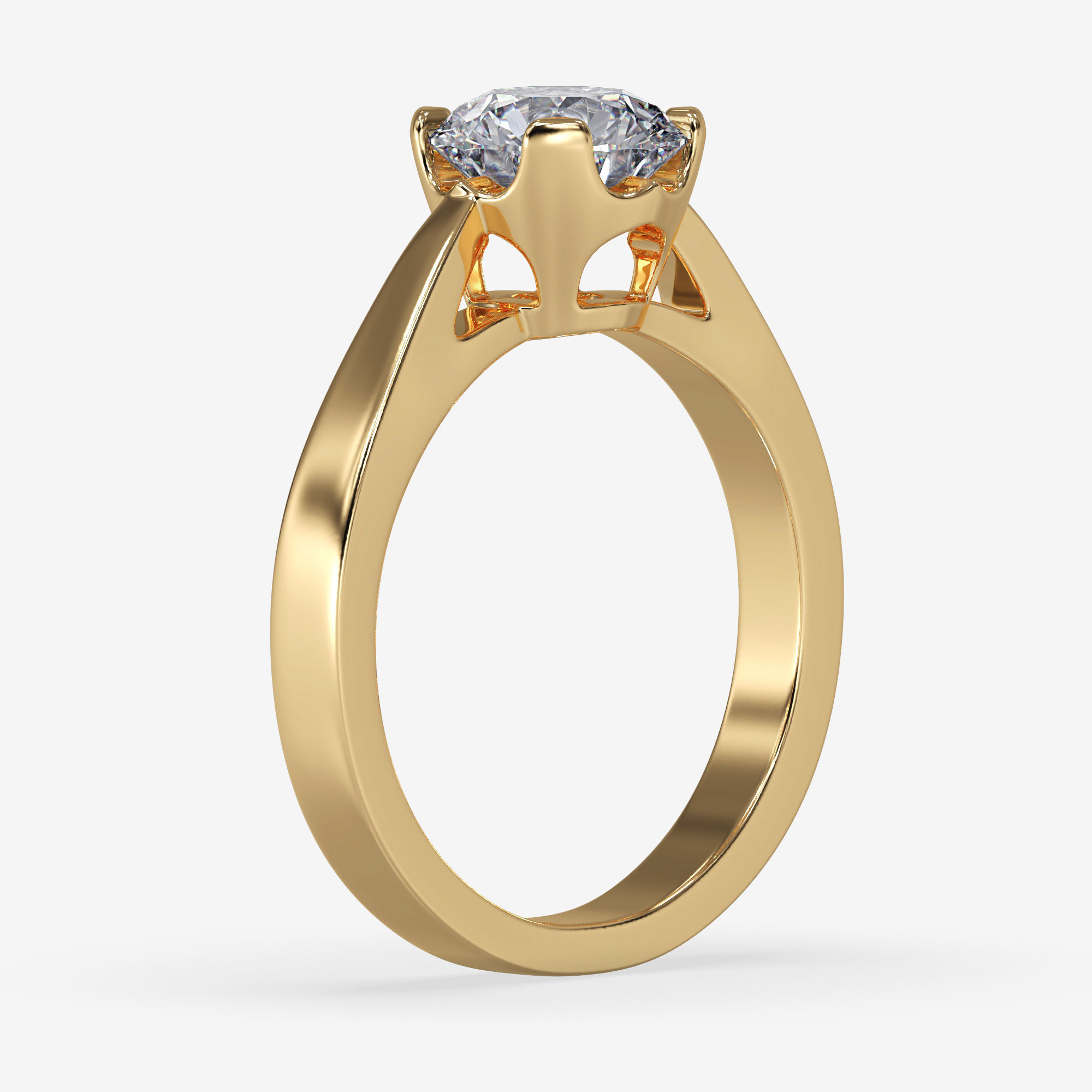 CJ-0106 diamond engagement ring in rose gold 3D print model_12