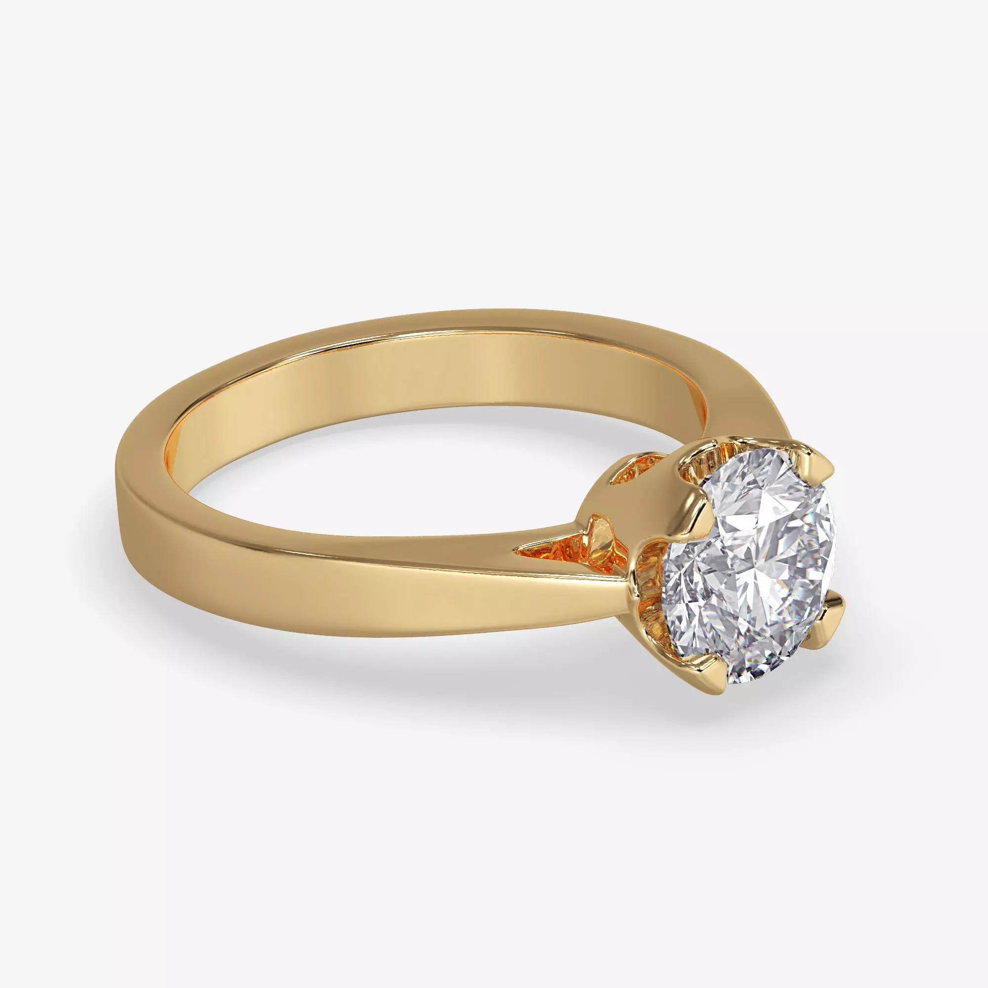 CJ-0106 diamond engagement ring in rose gold 3D print model_0