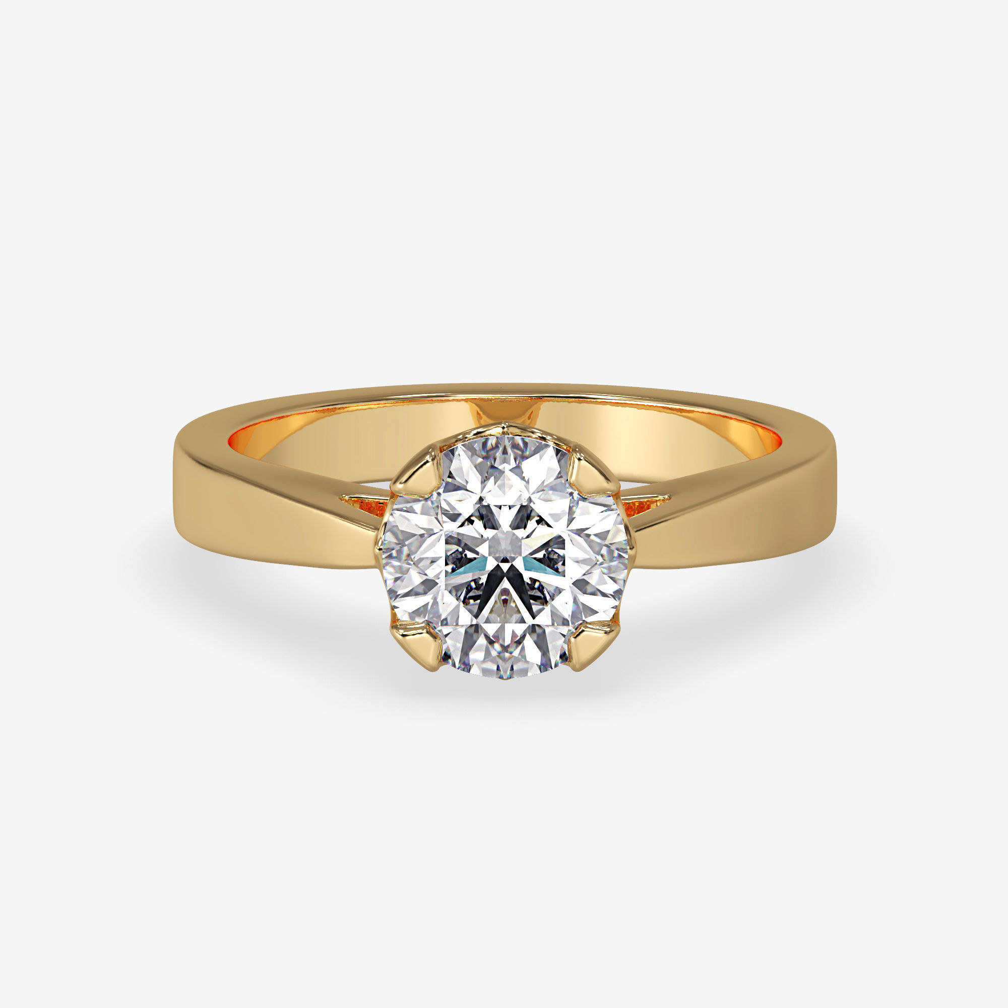 CJ-0106 diamond engagement ring in rose gold 3D print model_10