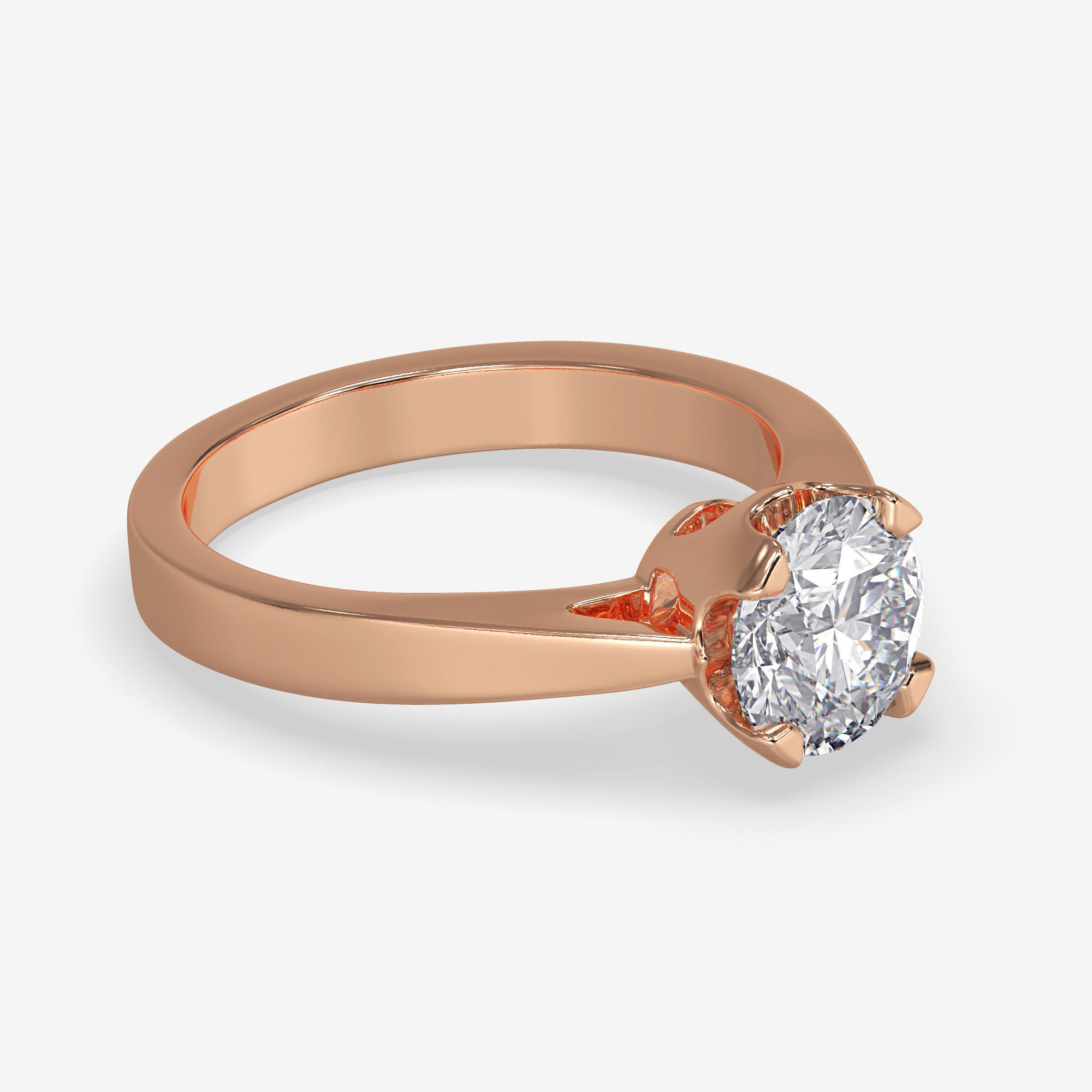CJ-0106 diamond engagement ring in rose gold 3D print model_1