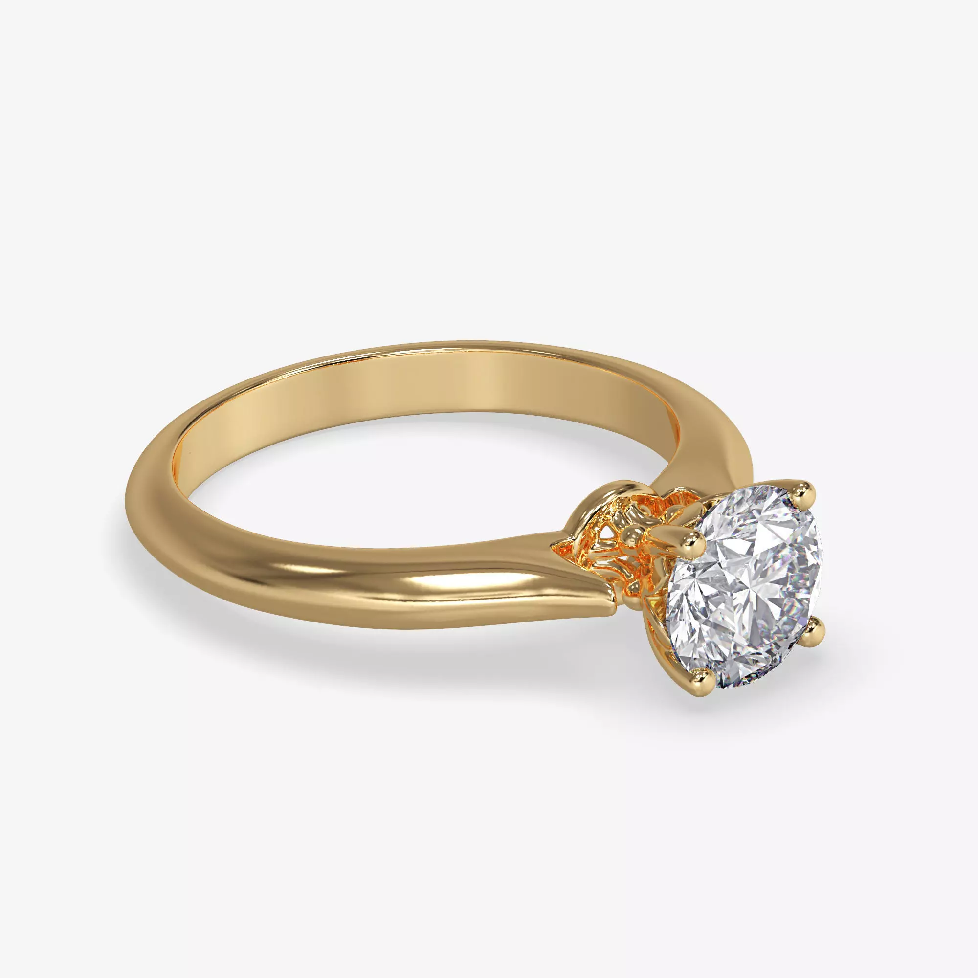 CJ-0104 gold engagement ring with diamond 3D print model_0