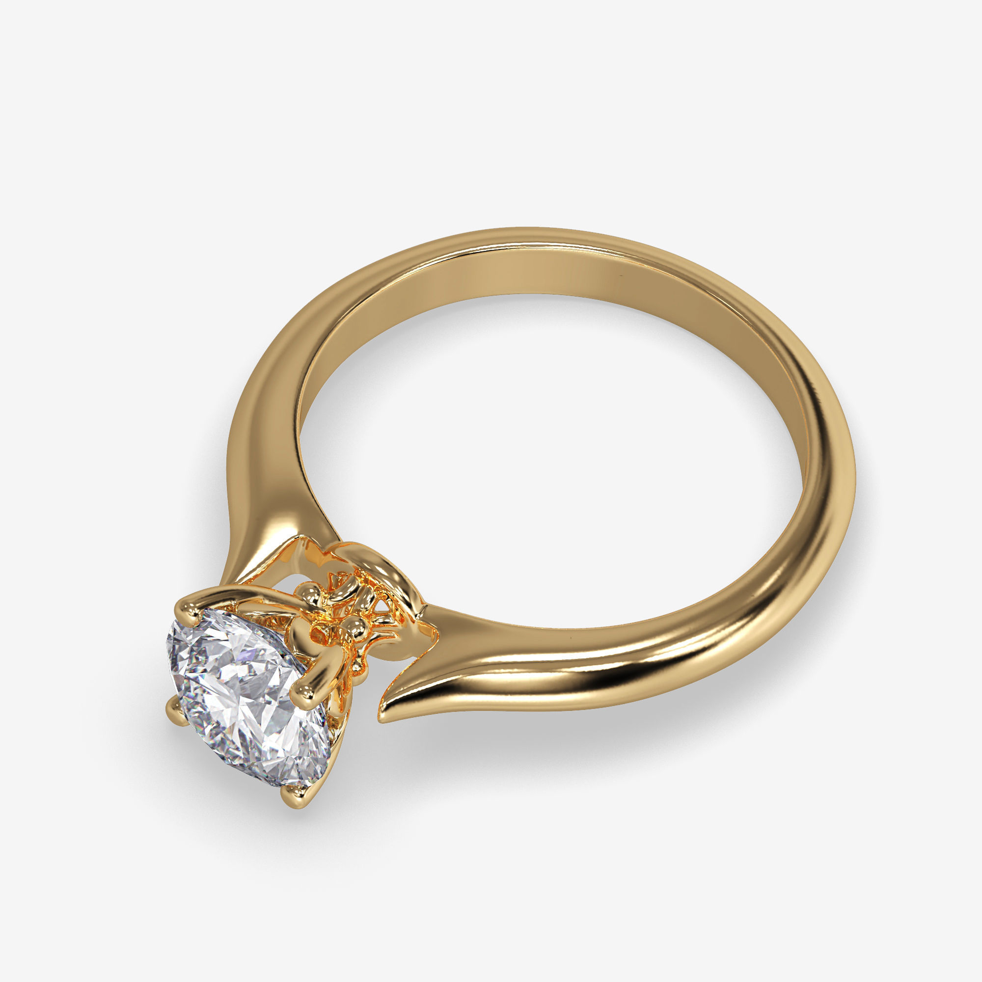 CJ-0104 gold engagement ring with diamond 3D print model_11