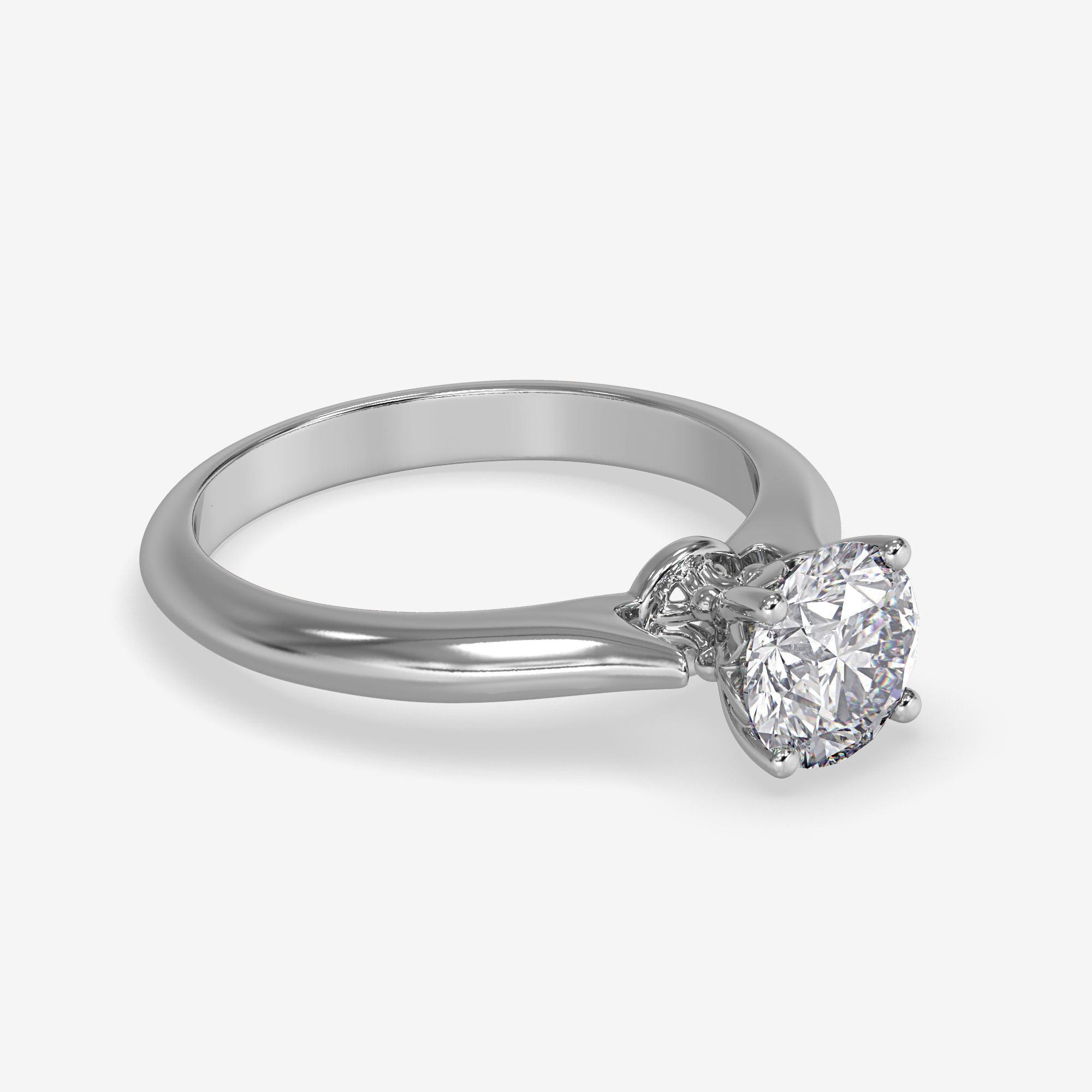 CJ-0104 gold engagement ring with diamond 3D print model_2