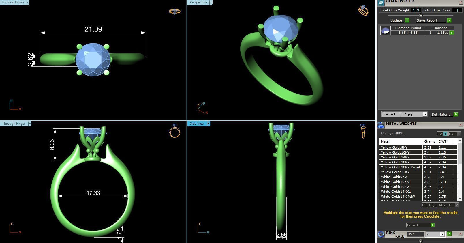 CJ-0104 gold engagement ring with diamond 3D print model_3