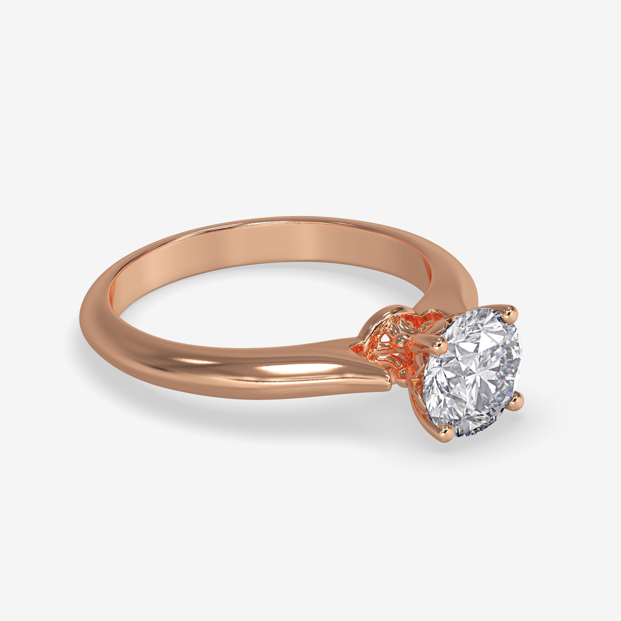 CJ-0104 gold engagement ring with diamond 3D print model_1