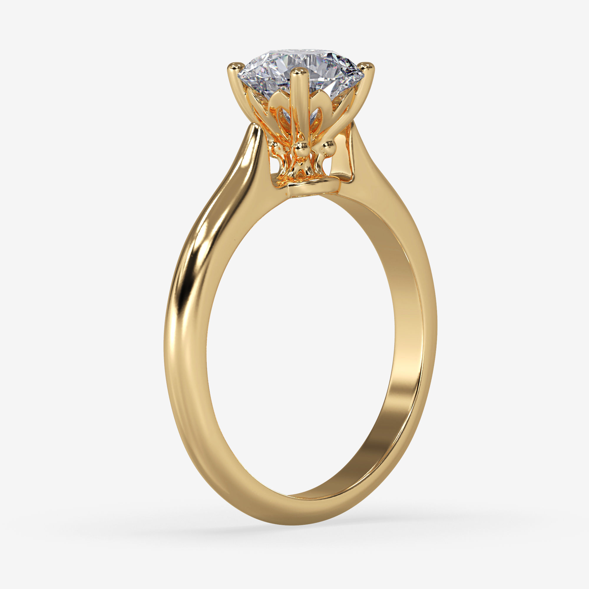 CJ-0104 gold engagement ring with diamond 3D print model_12