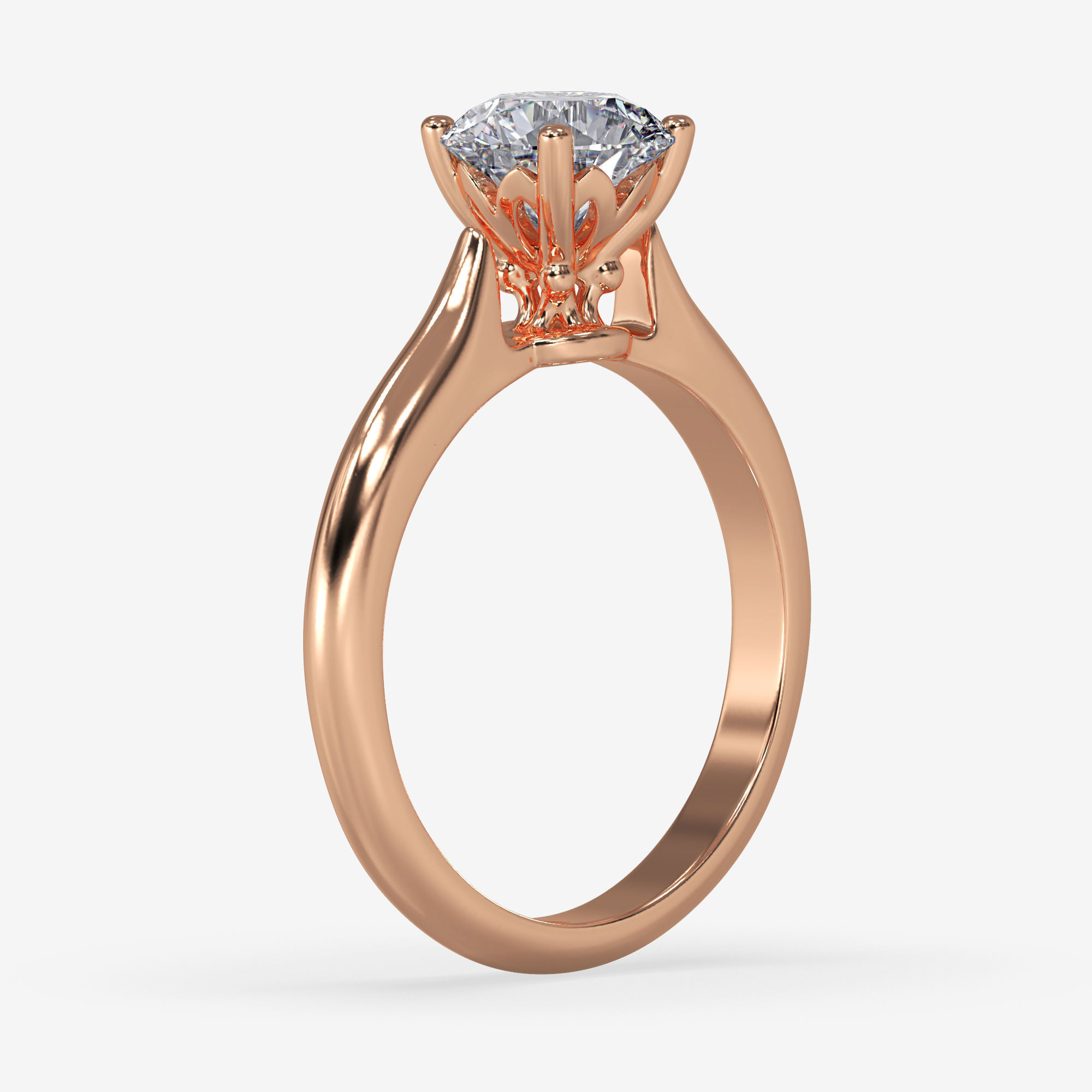 CJ-0104 gold engagement ring with diamond 3D print model_6