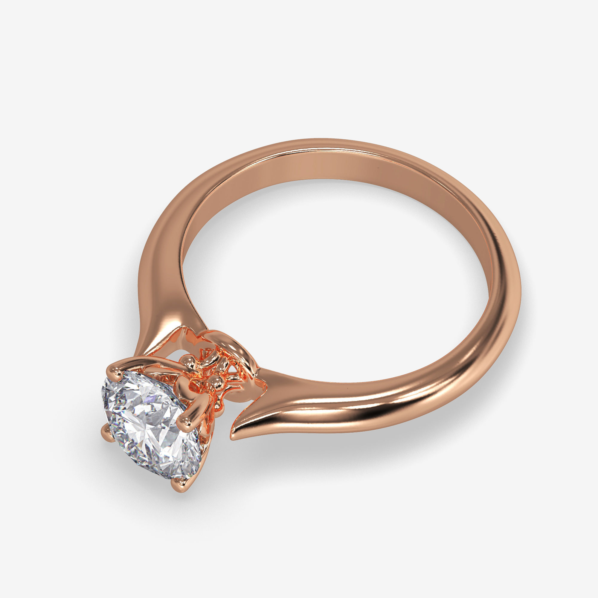 CJ-0104 gold engagement ring with diamond 3D print model_5
