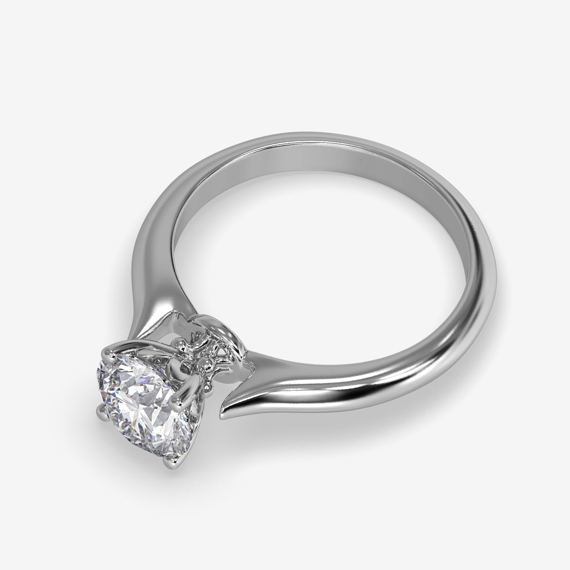 CJ-0104 gold engagement ring with diamond 3D print model_8